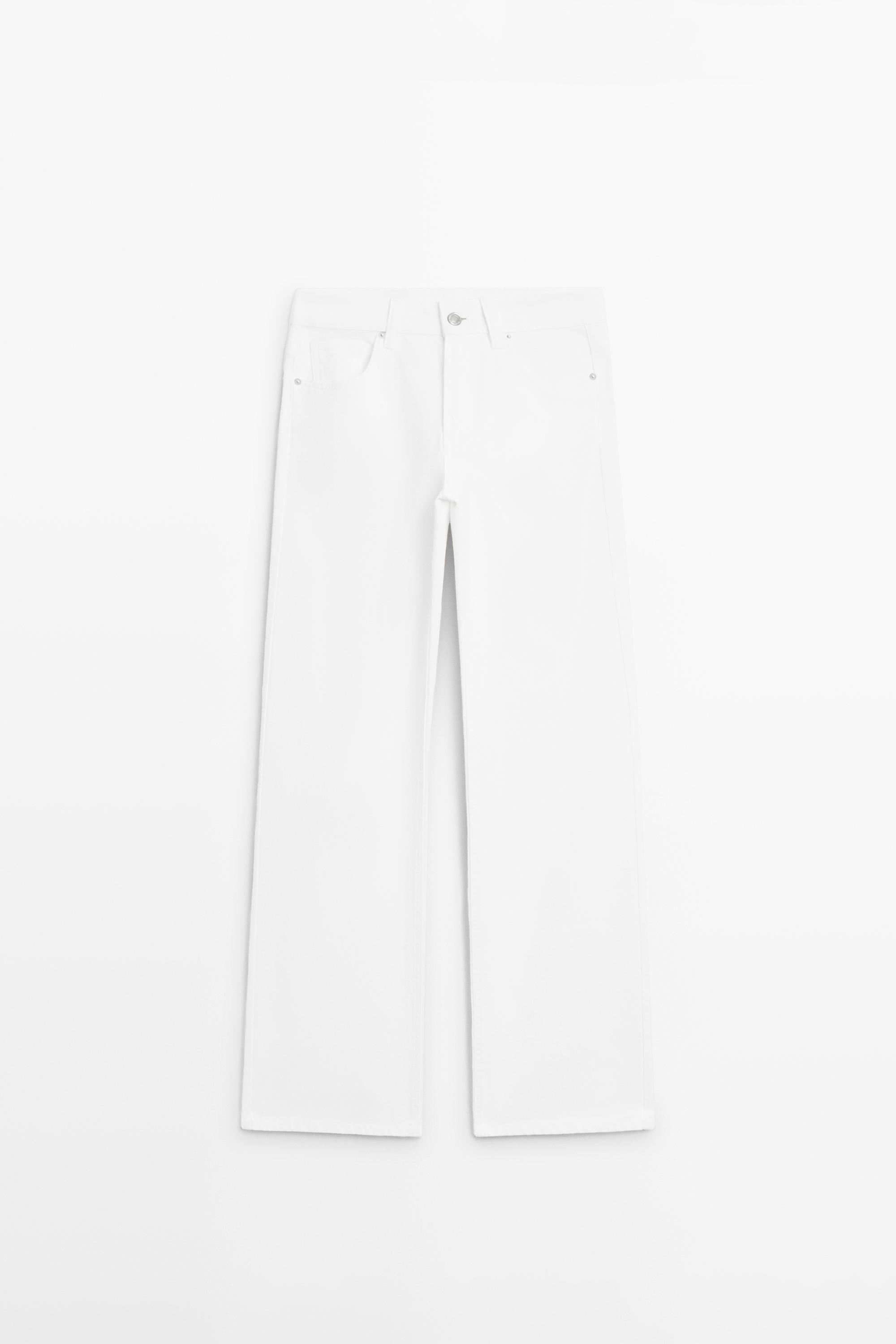 High-waist wide-leg jeans — Off white