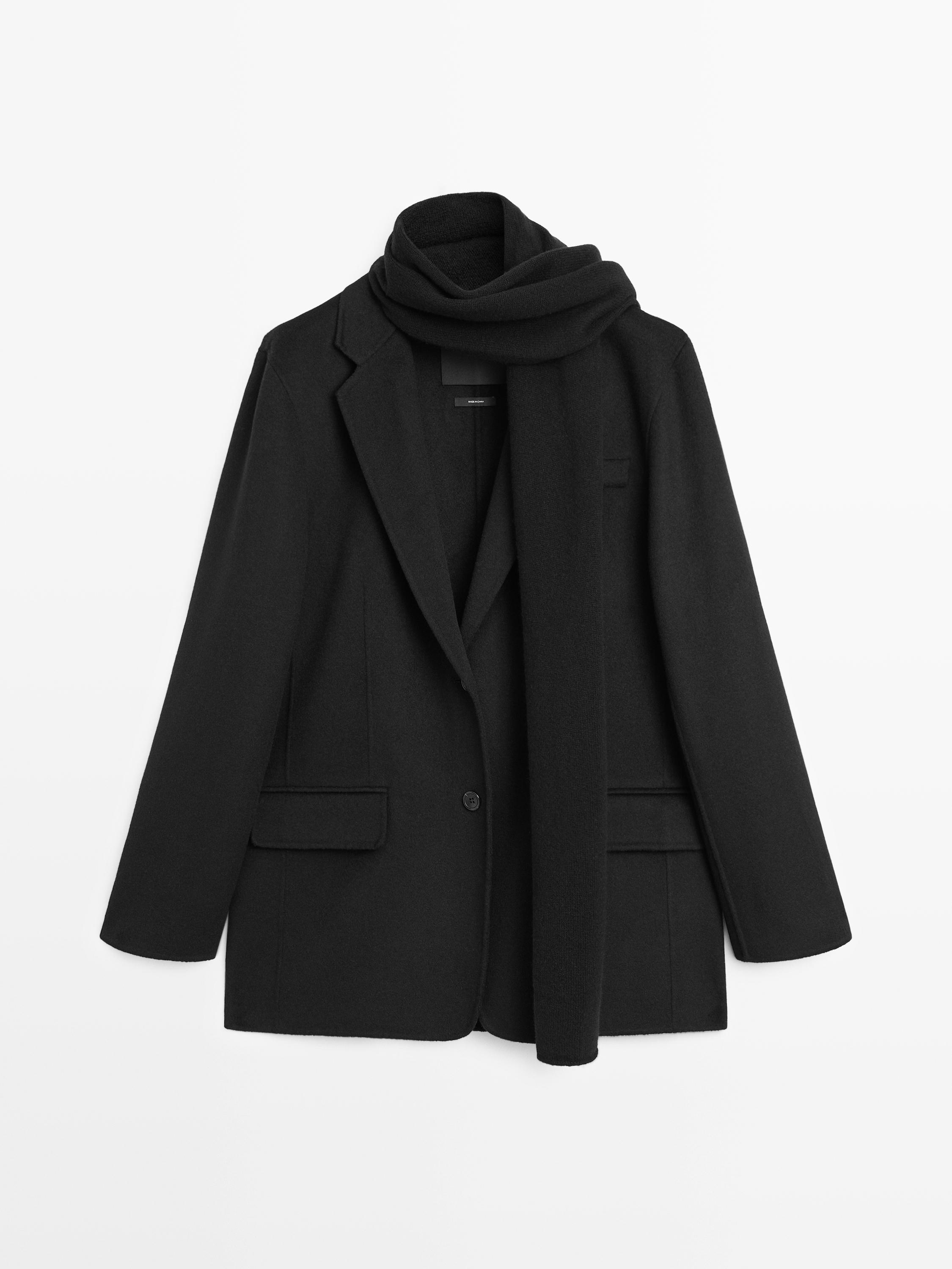 Wool blend blazer with scarf
