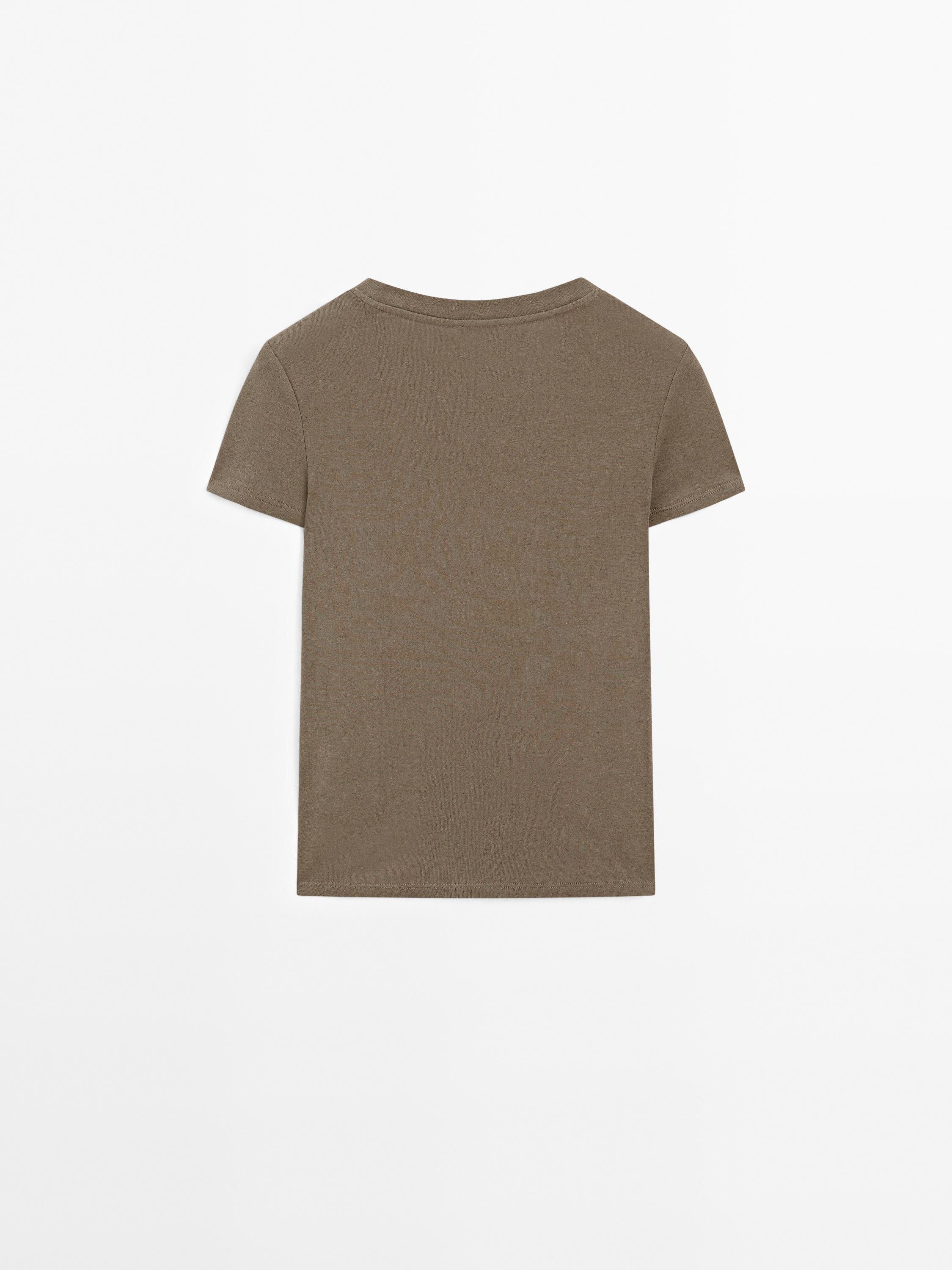 Textured crepe-effect cotton T-shirt