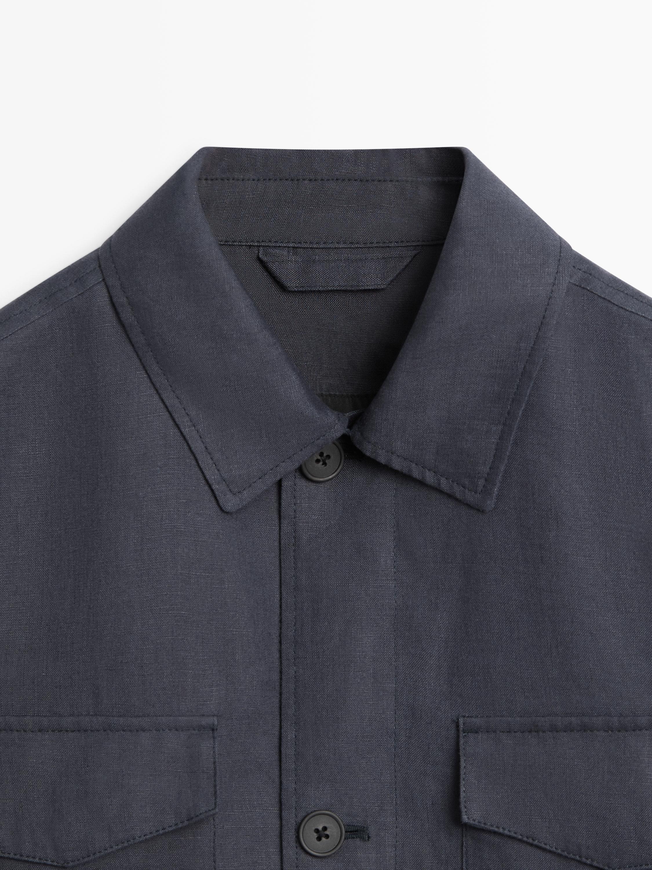 Lightweight linen jacket with pockets — BLUE