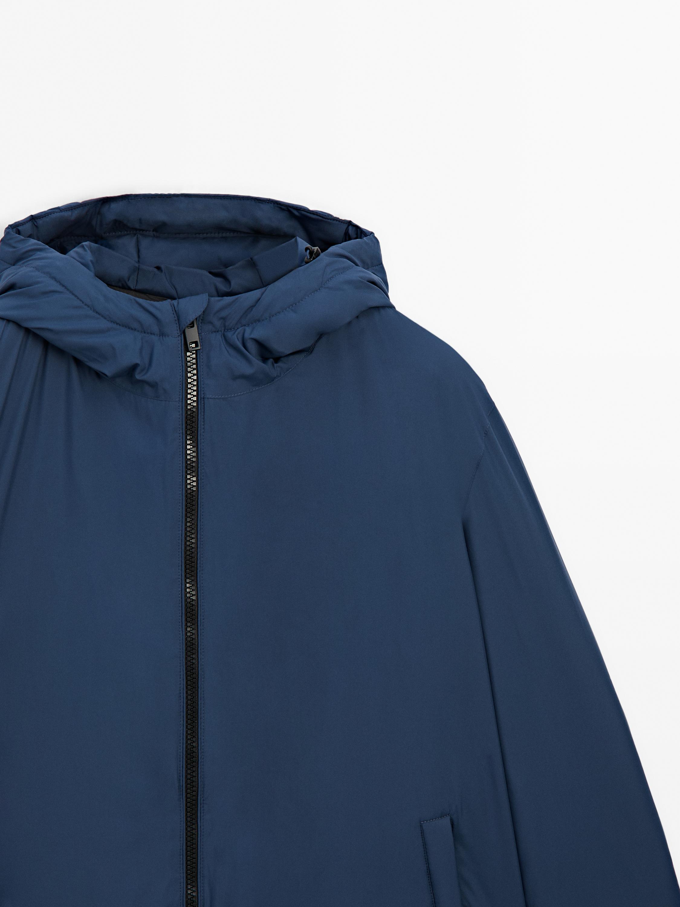 Long quilted down parka with hood