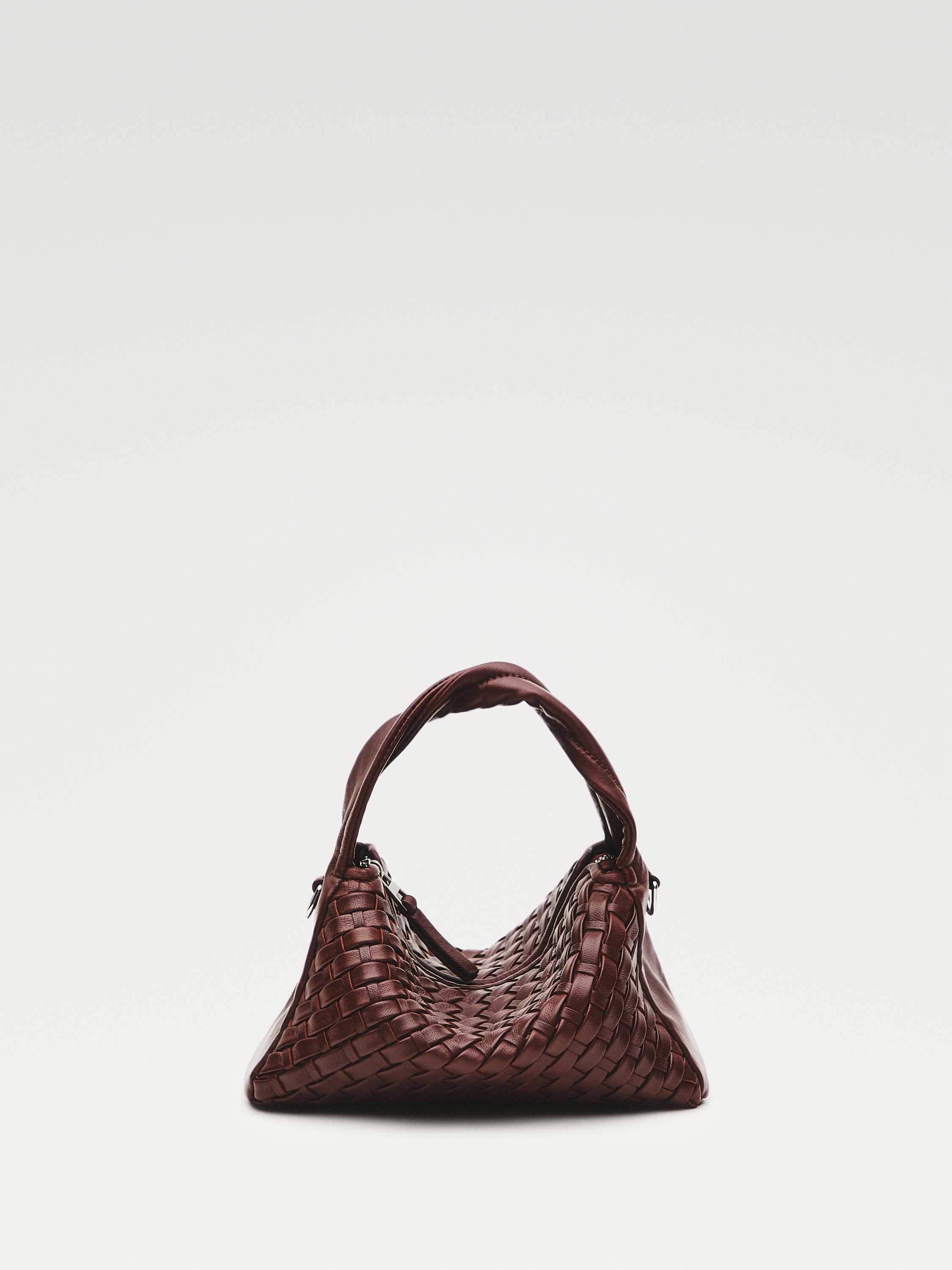 Mini-sac tressé en cuir nappa