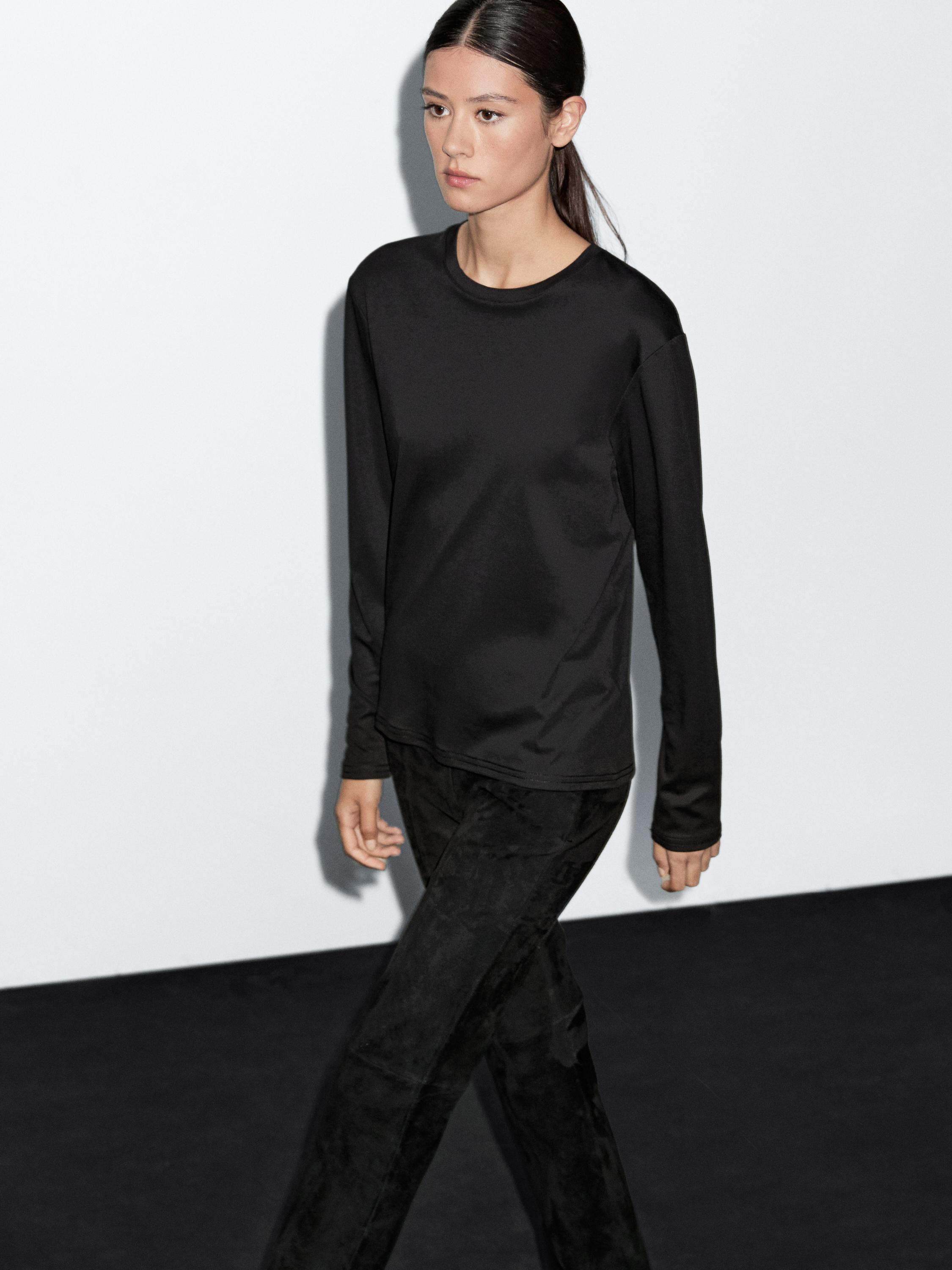 Long sleeve T-shirt with seam detail