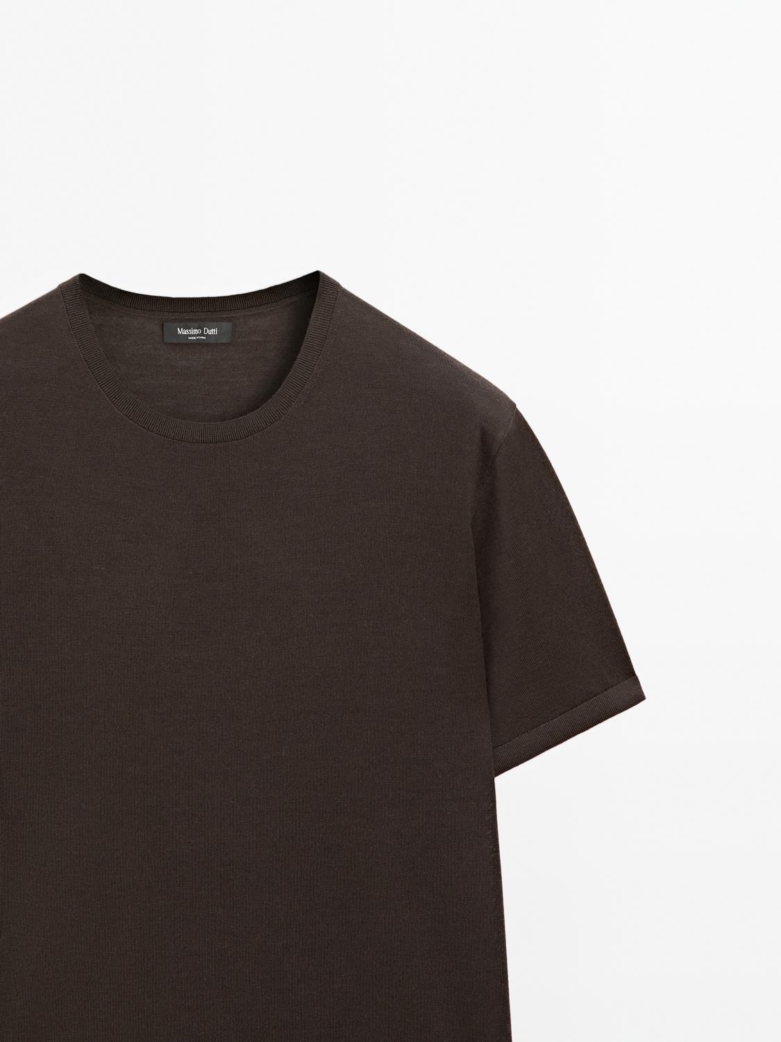 Short sleeve knit wool blend T-shirt