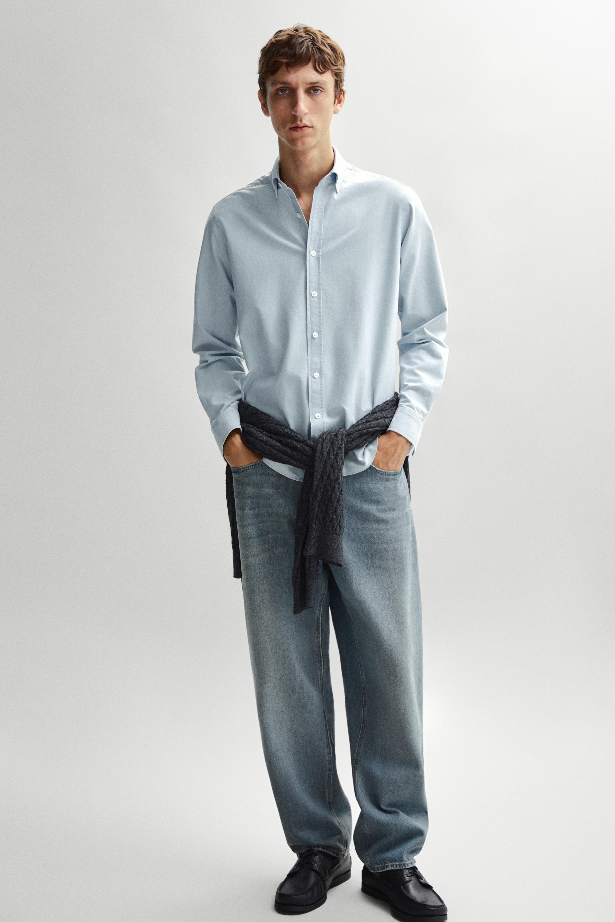 100% cotton denim shirt — SKY BLUE