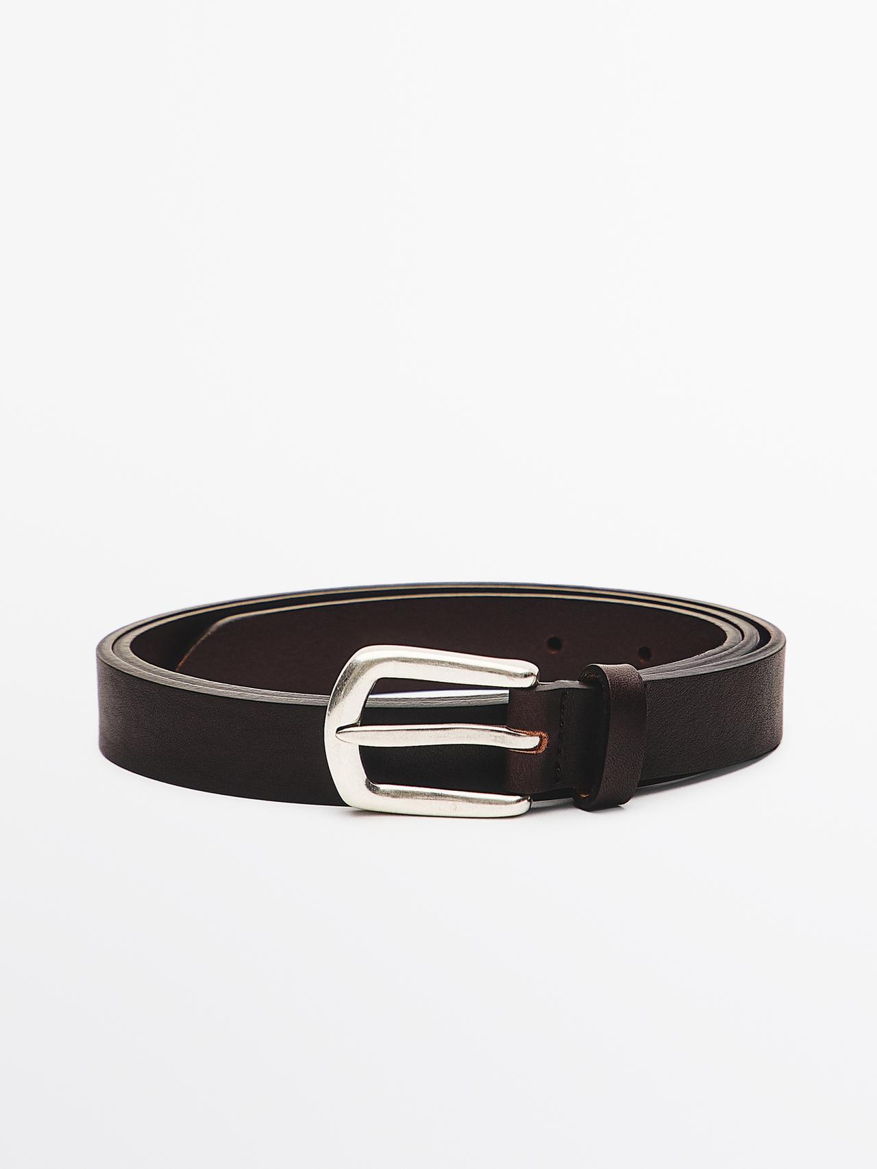 Massimo Dutti - Herre - Bælte I Nappalæder - Brun - 85