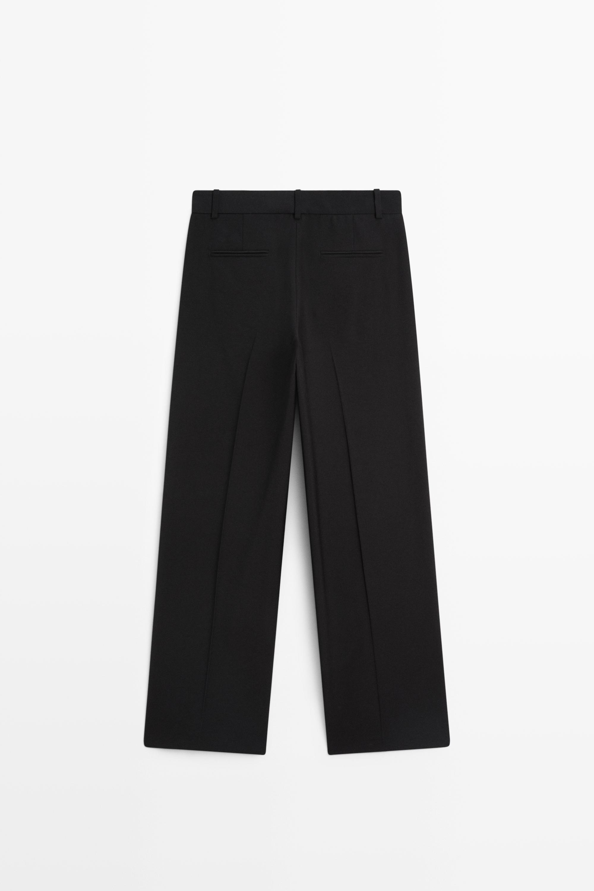 Flowing straight-leg pants — BLACK