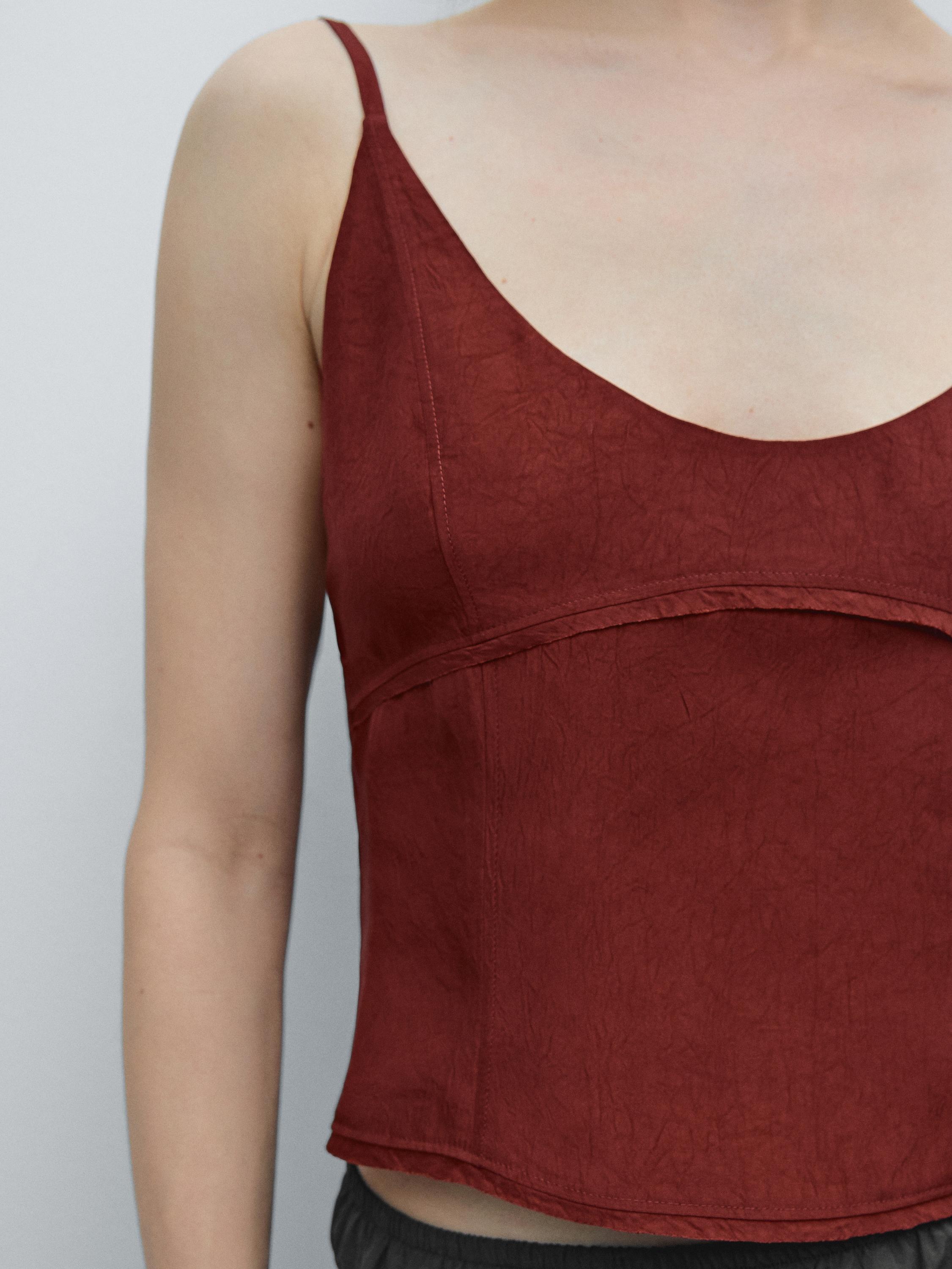 Straps top with stitching detail