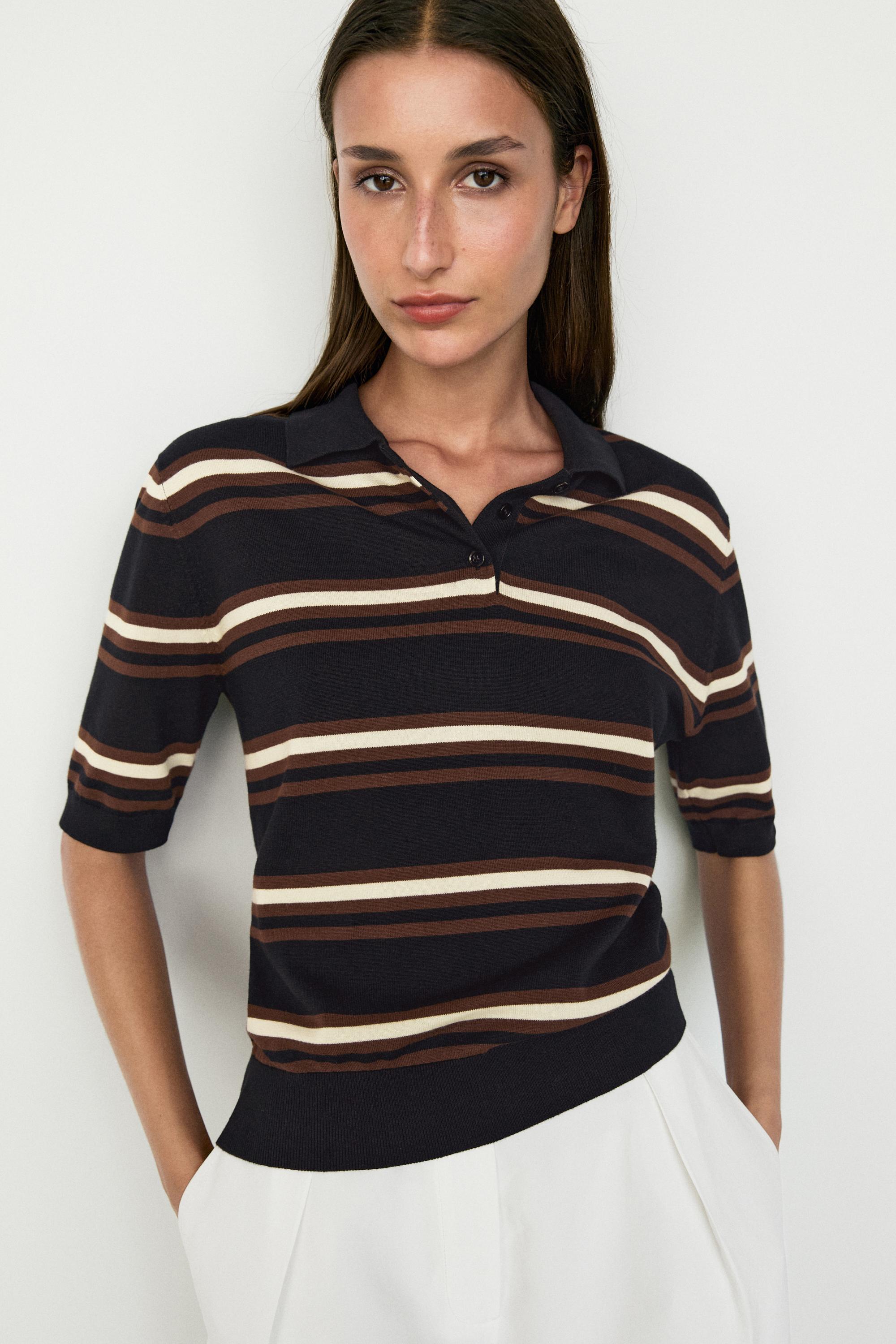 100% Cotton Striped Knit Polo