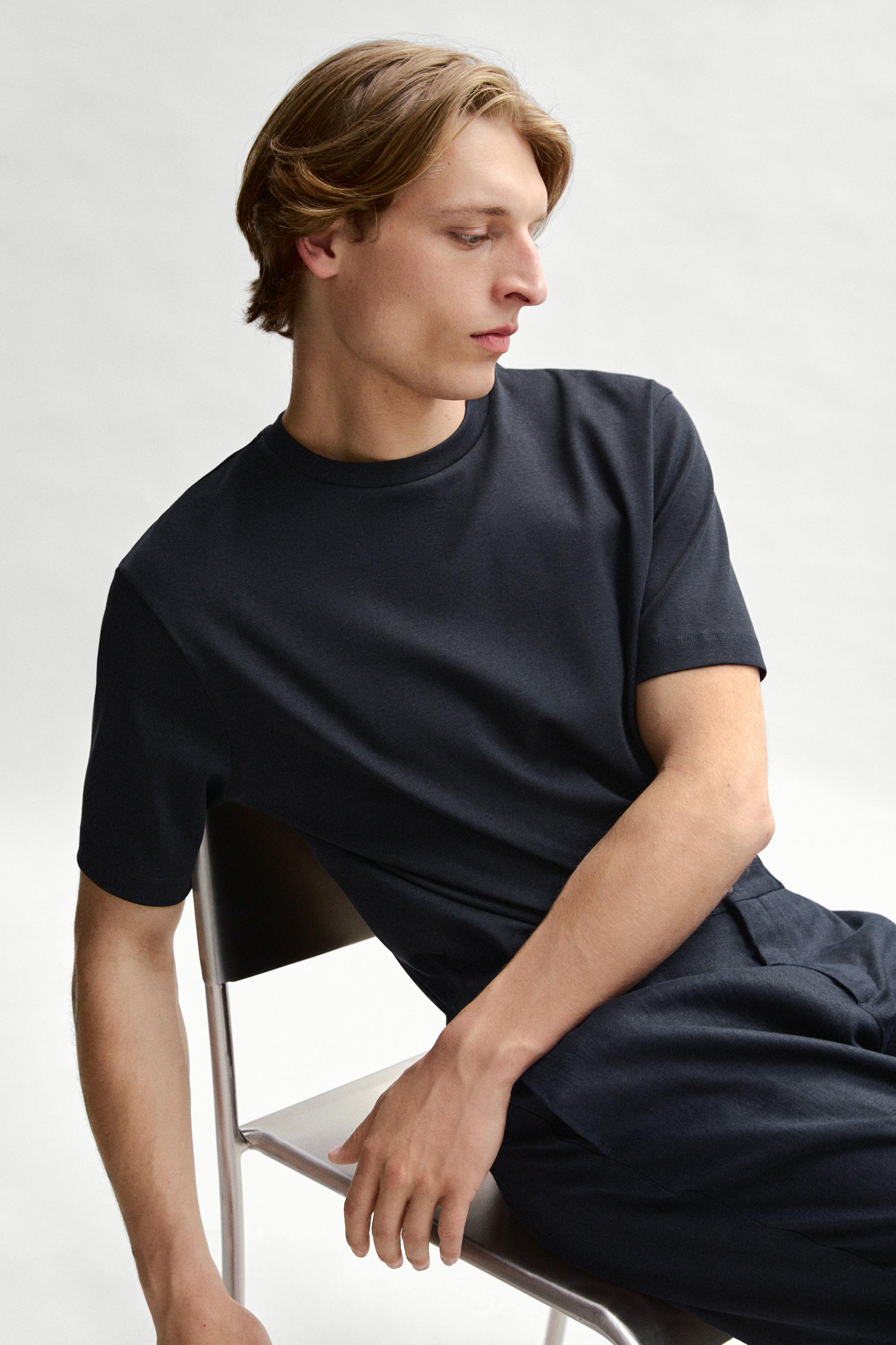 100% mercerised cotton T-shirt — NAVY BLUE
