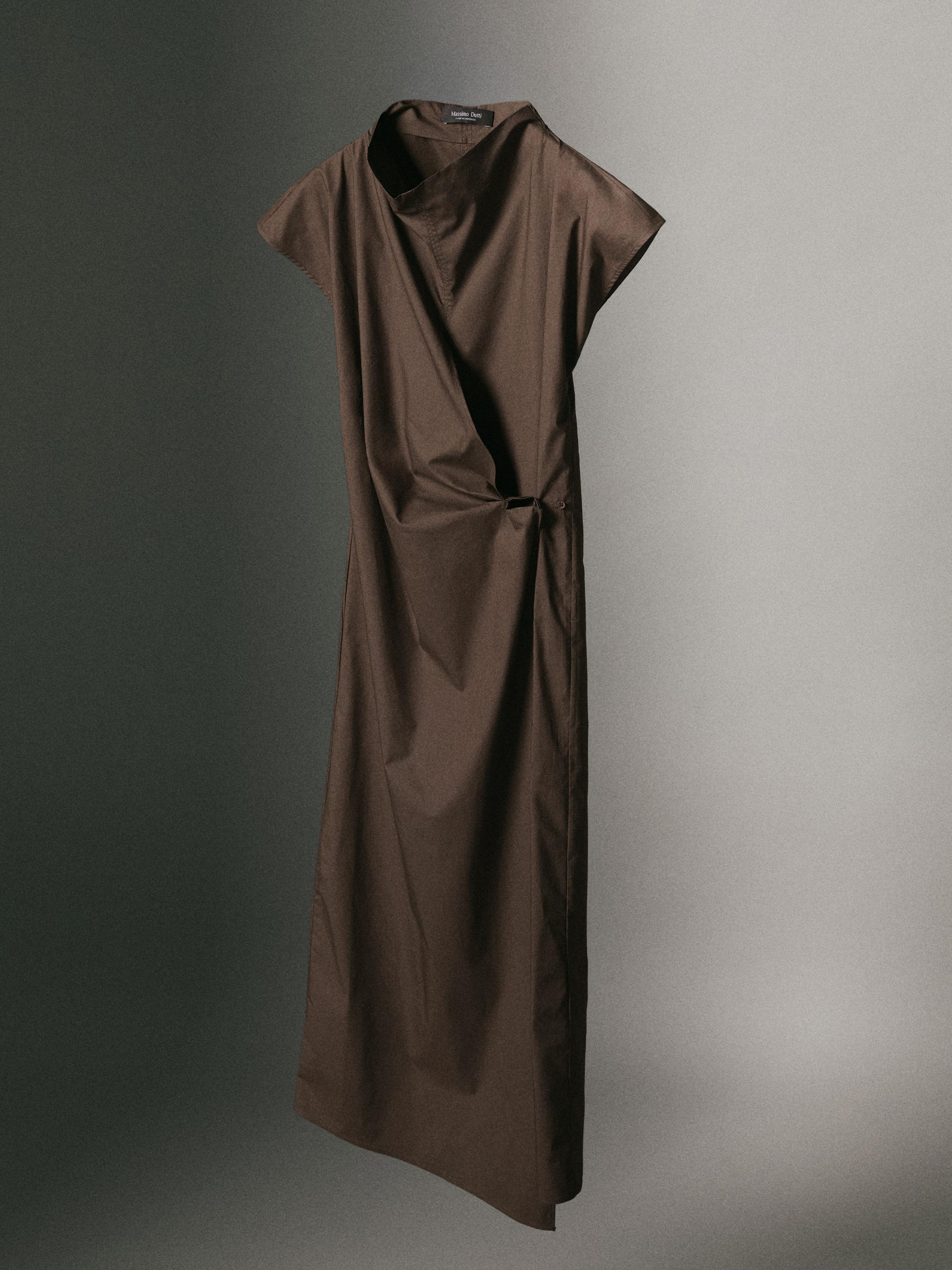 100% cotton poplin draped dress