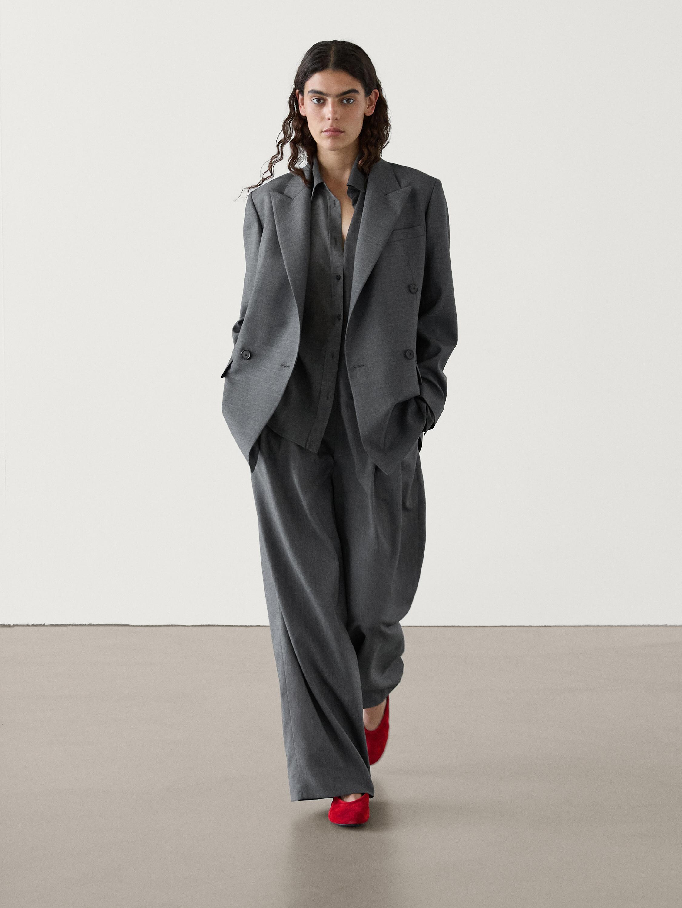 Grey wool blazer sale