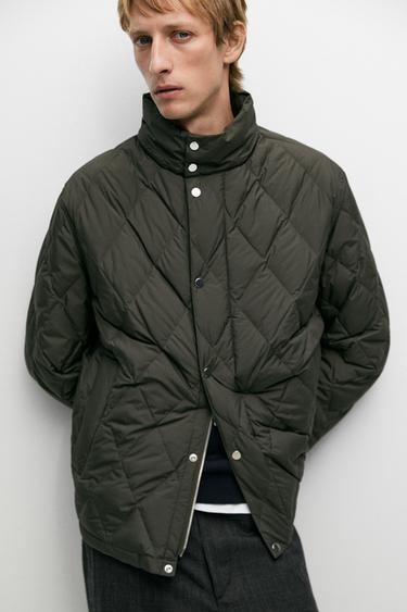 Down jacket with button detail — KHAKI 8