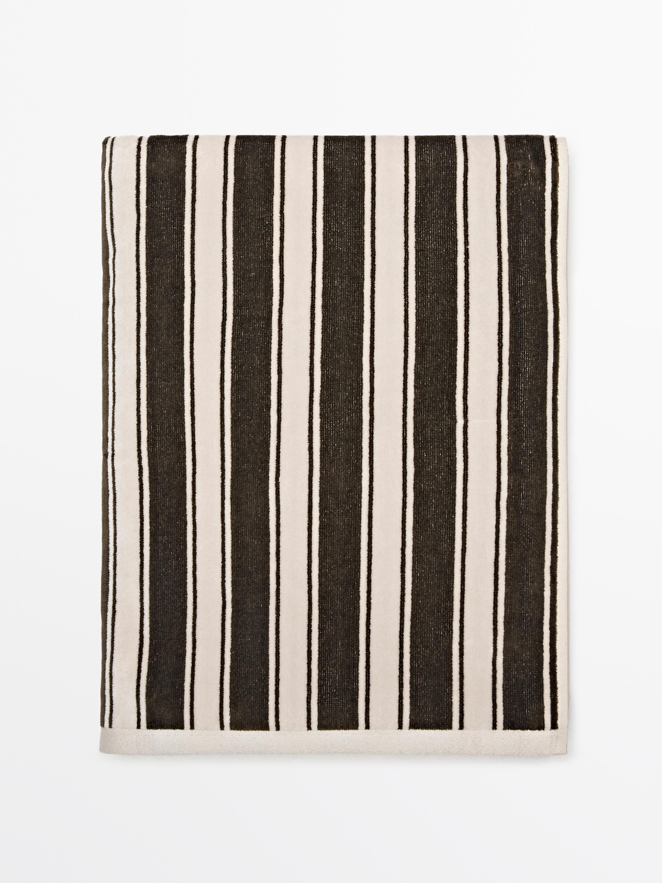 Striped cotton towel — KHAKI