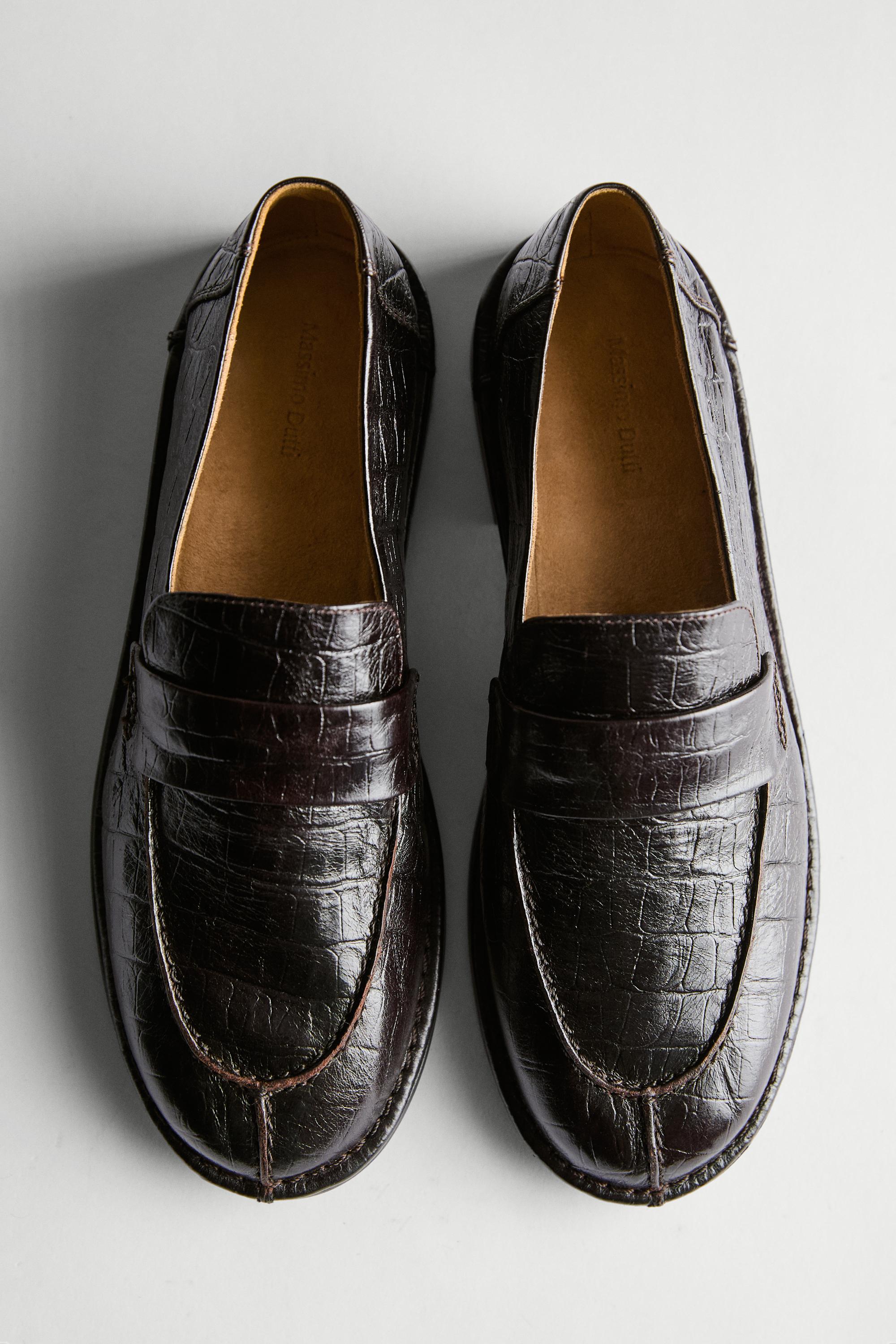 Mock croc embossed loafers