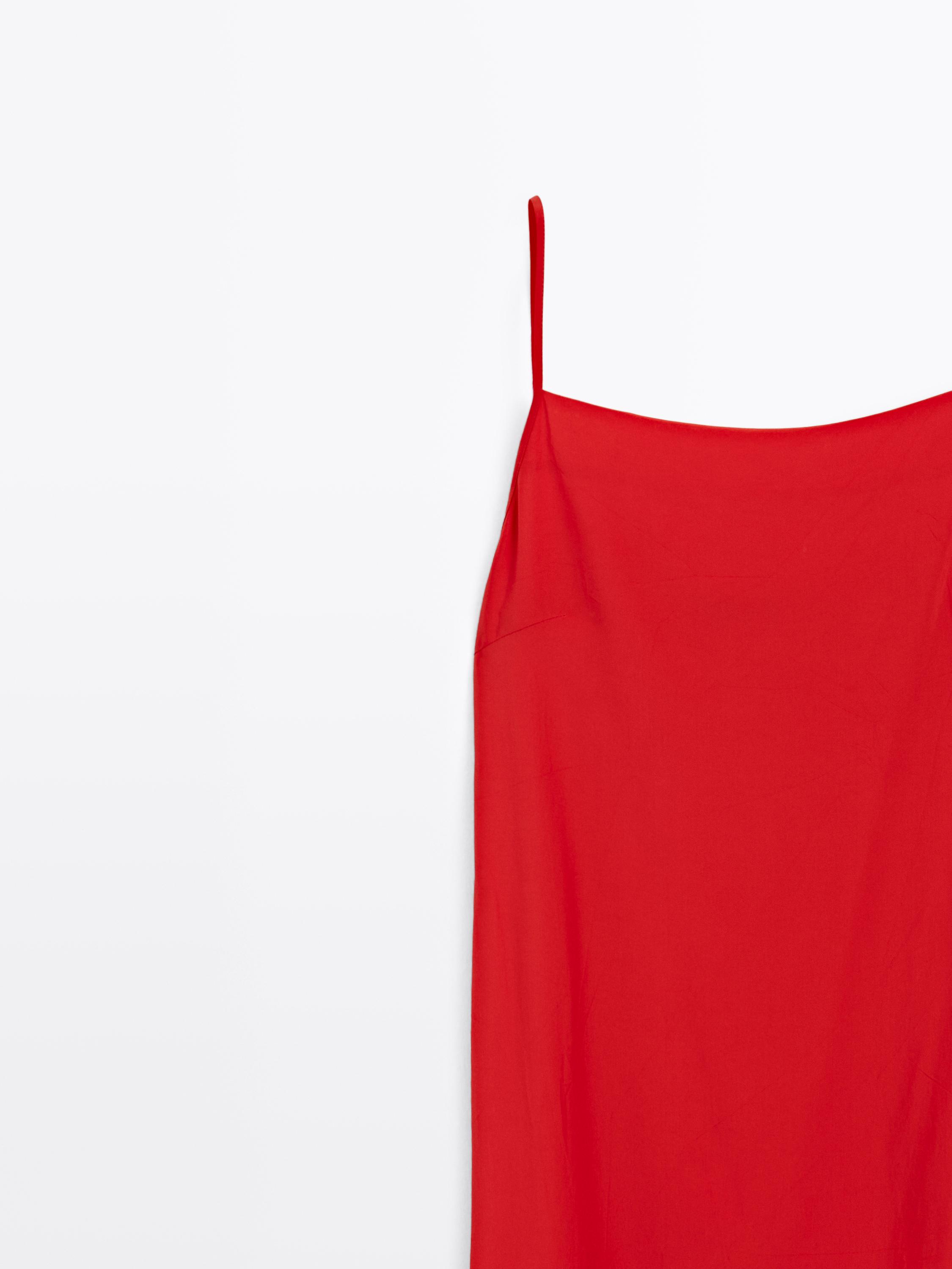 Midi dress with a straight neckline