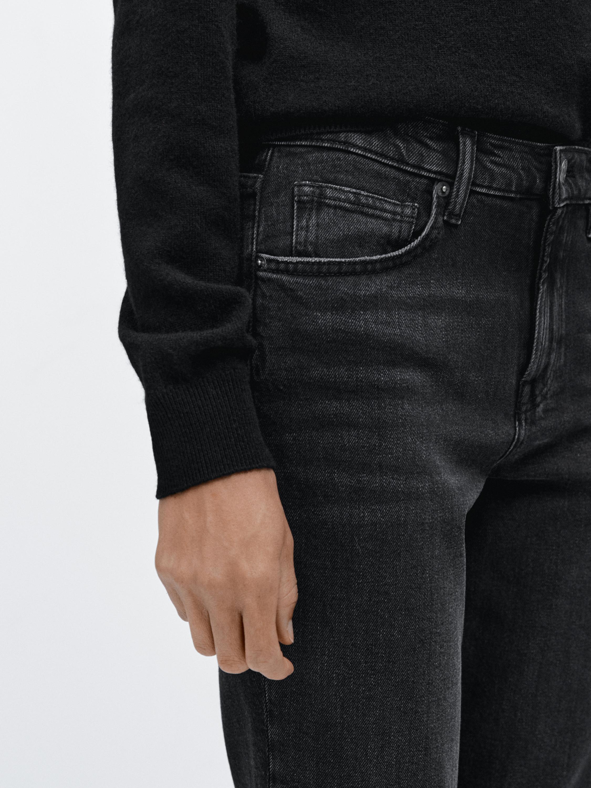 Mid-rise cropped slim fit jeans — BLACK
