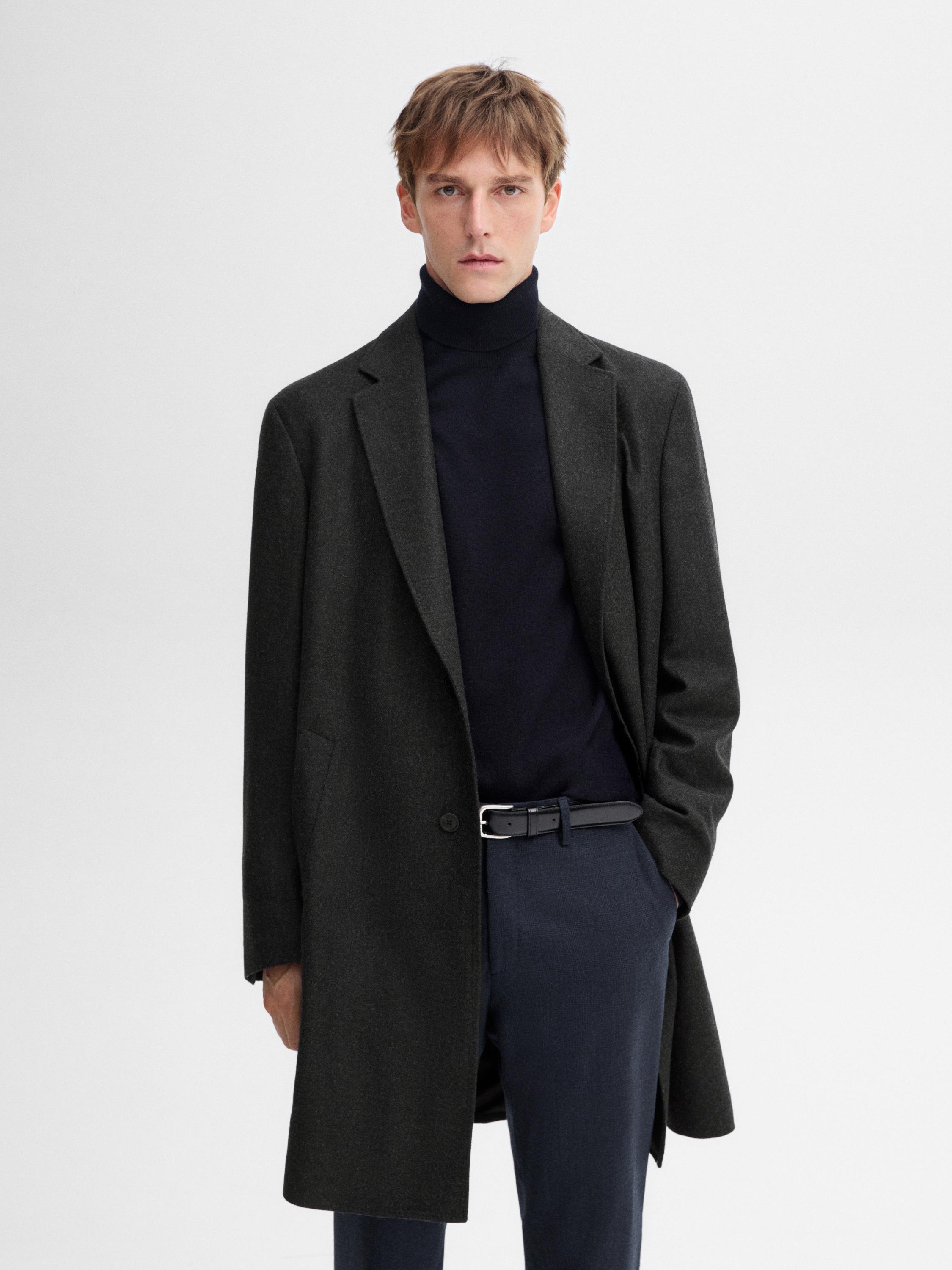 100 wool long coat Charcoal Coats And Jackets Massimo Dutti