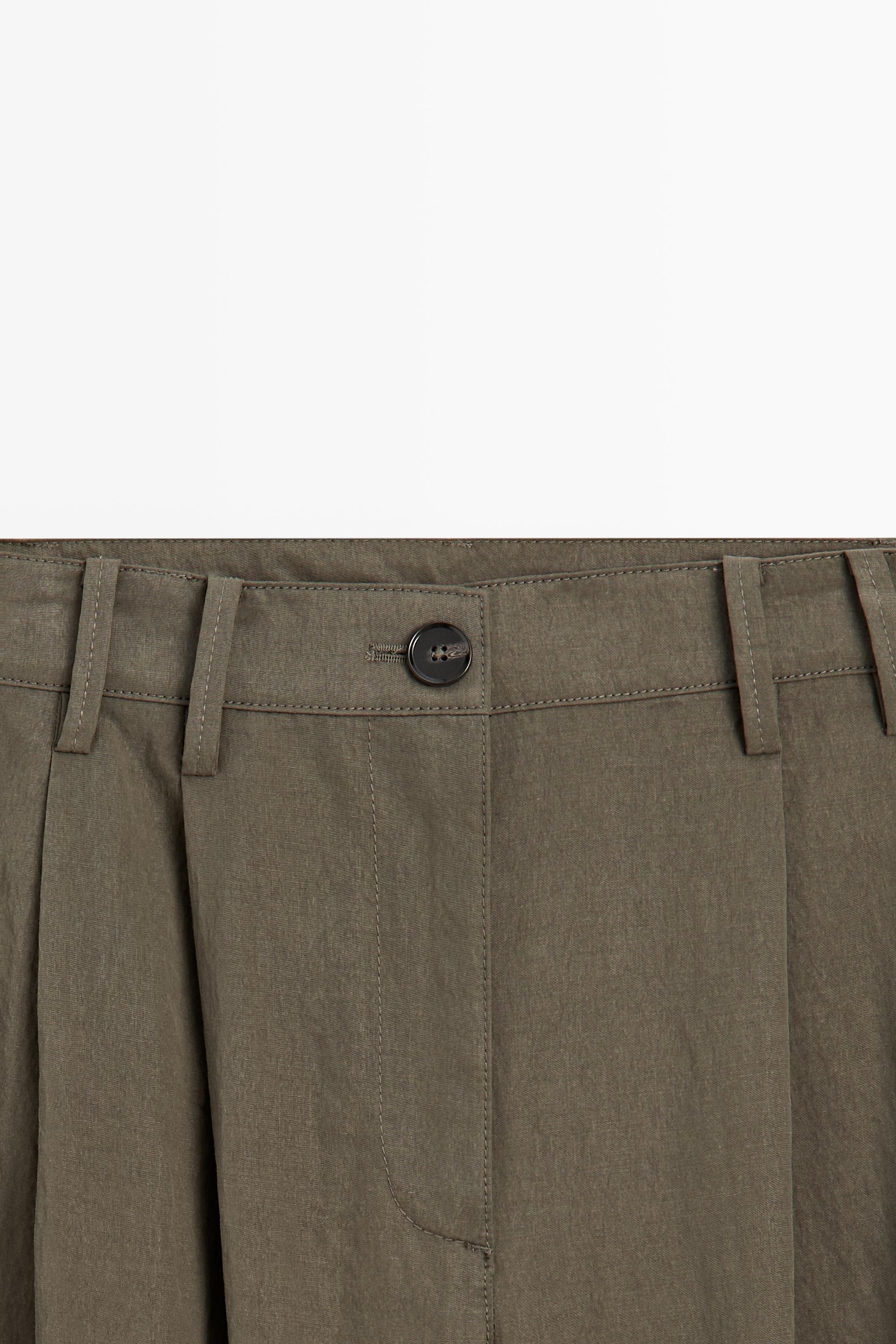 Technical wide-leg pleated pants — MOLE BROWN