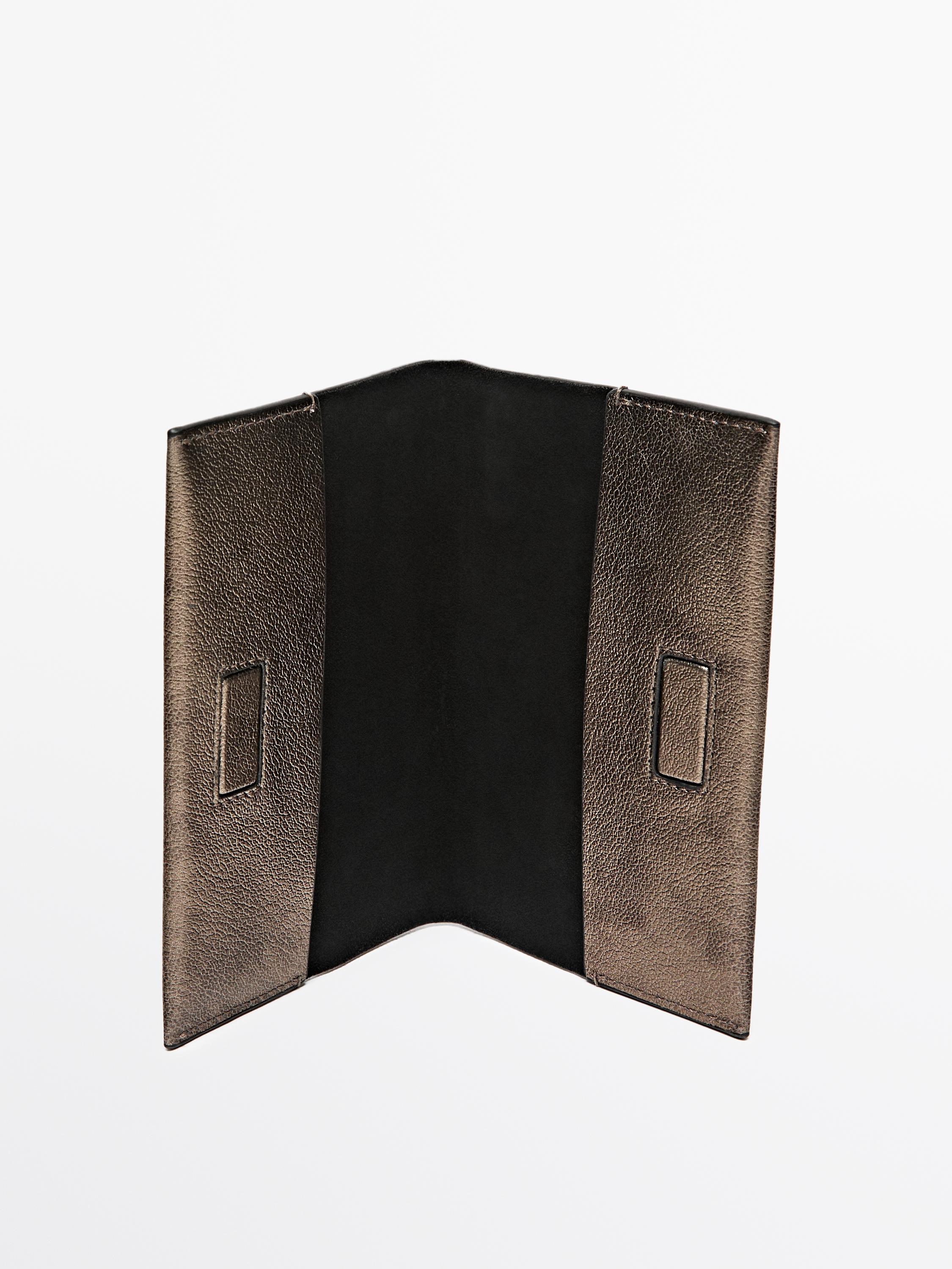 Nappa leather passport holder — SILVER