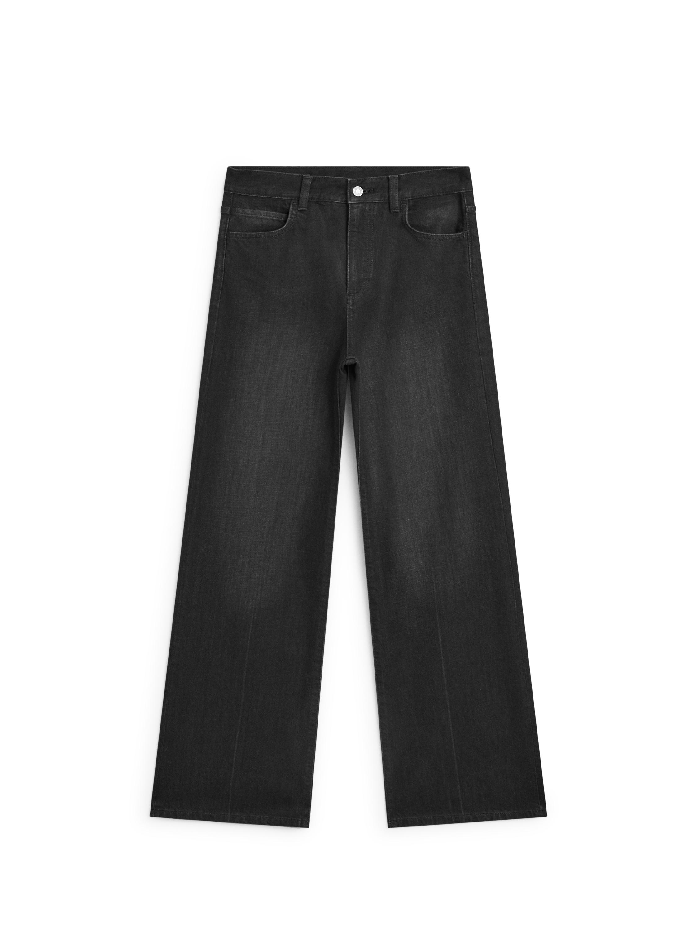 Straight-leg high-waist jeans — BLACK