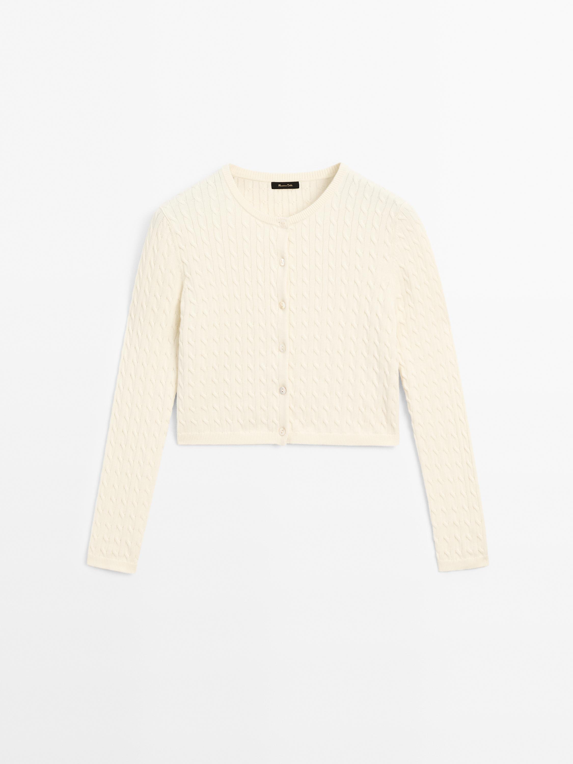 100% cotton cable-knit cardigan