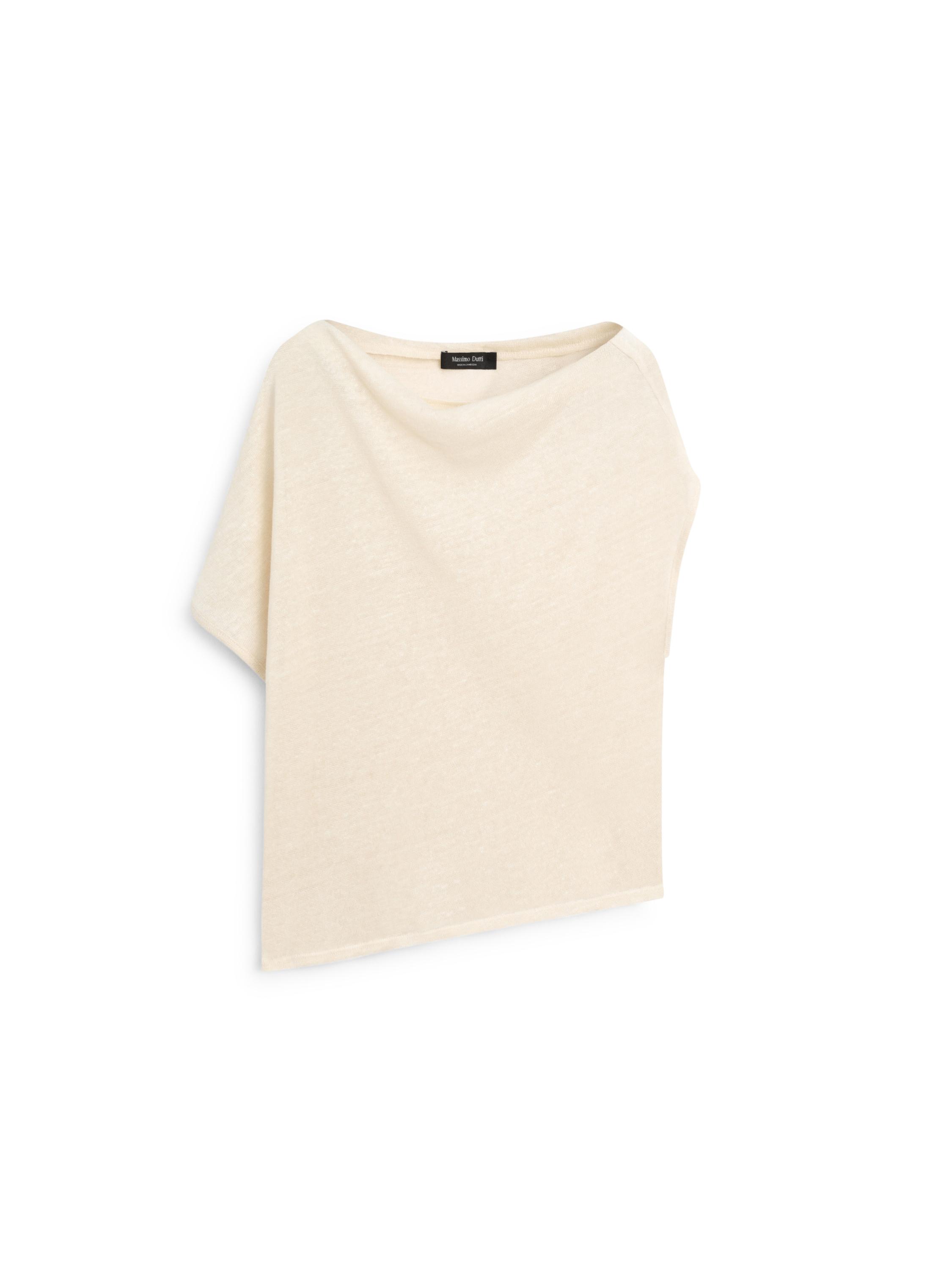 Linen blend asymmetric cropped cape — CREAM