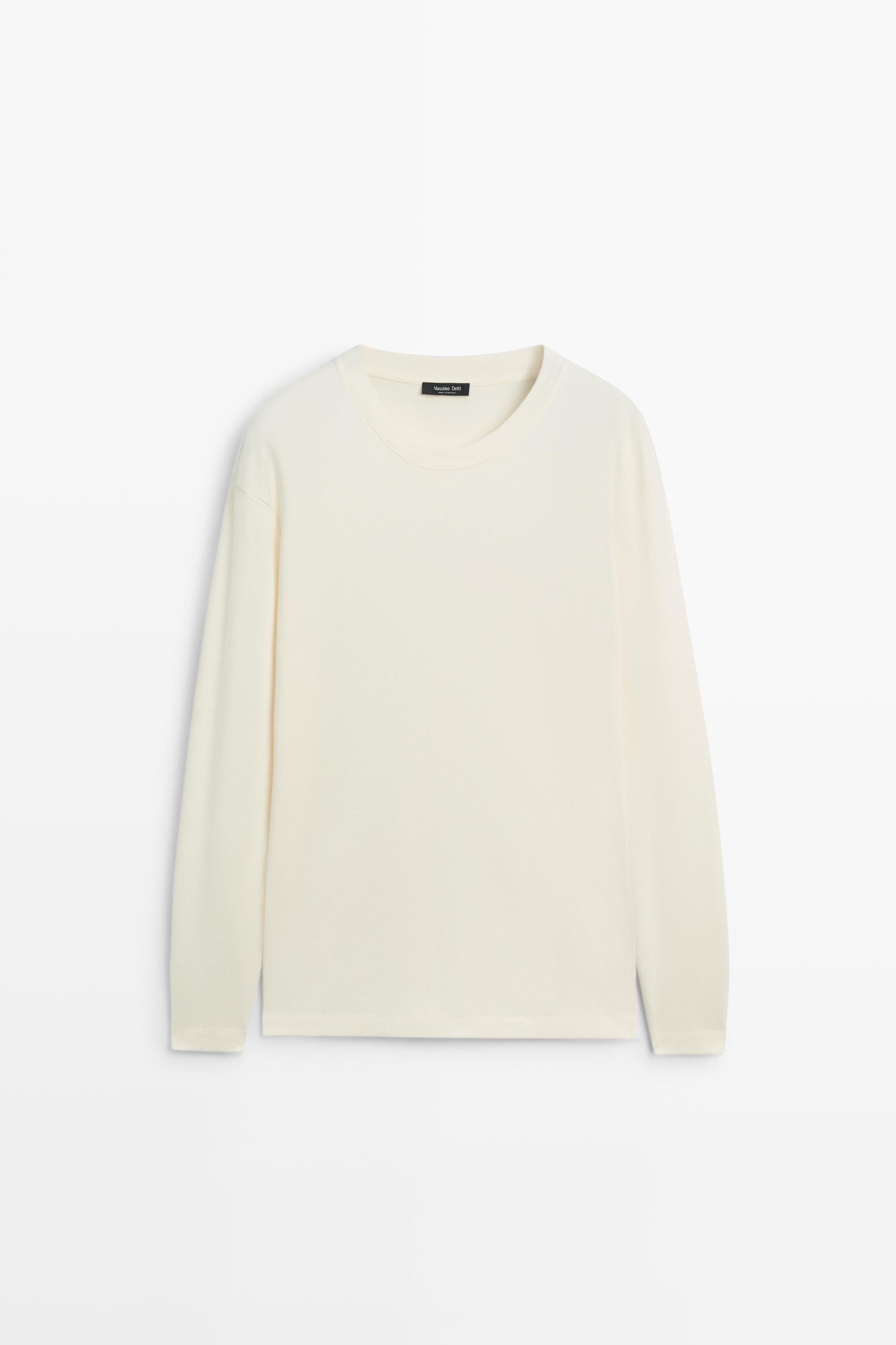 100% cotton long sleeve T-shirt — Vanilla
