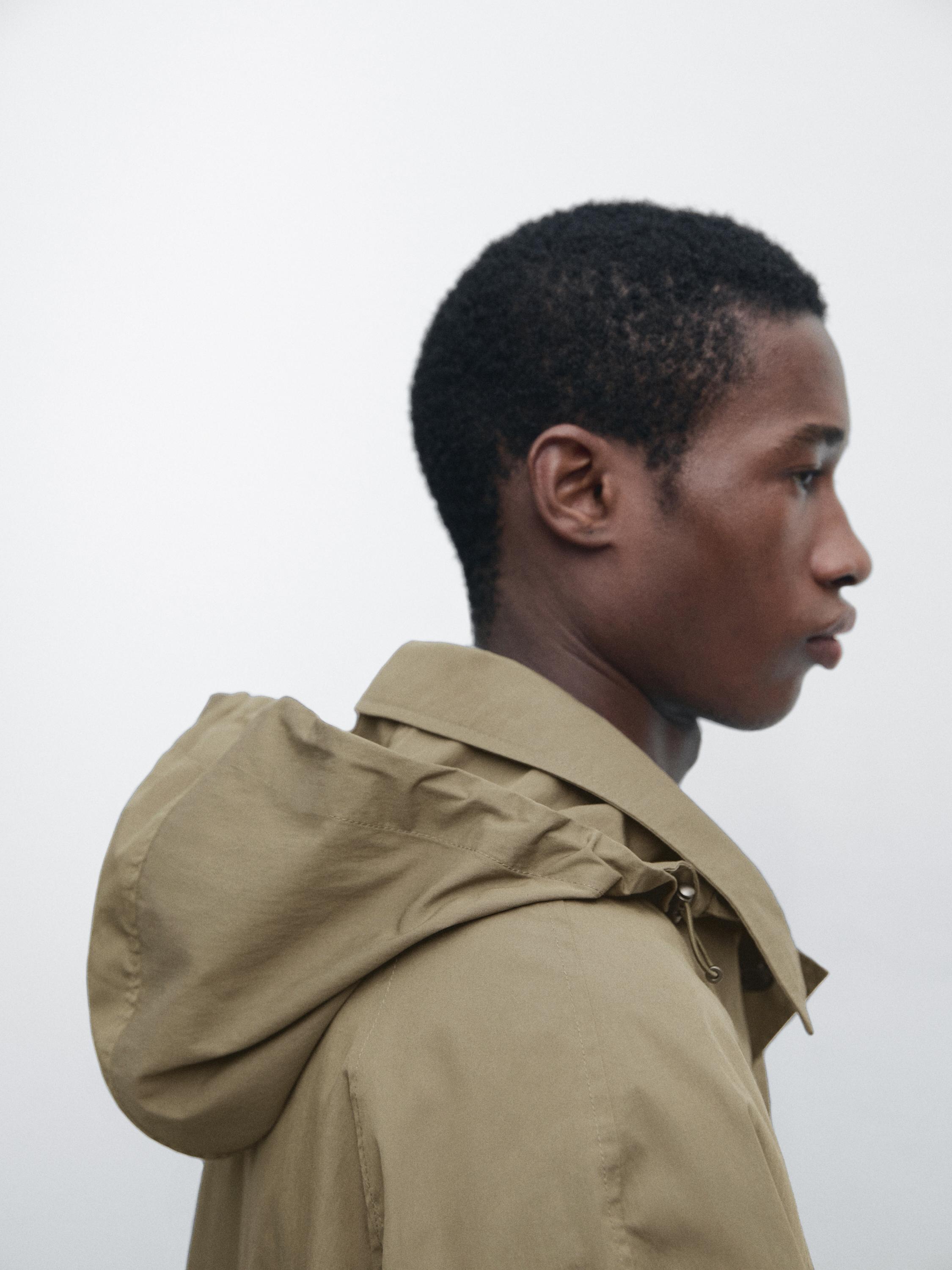 Cotton blend parka with pockets — BEIGE