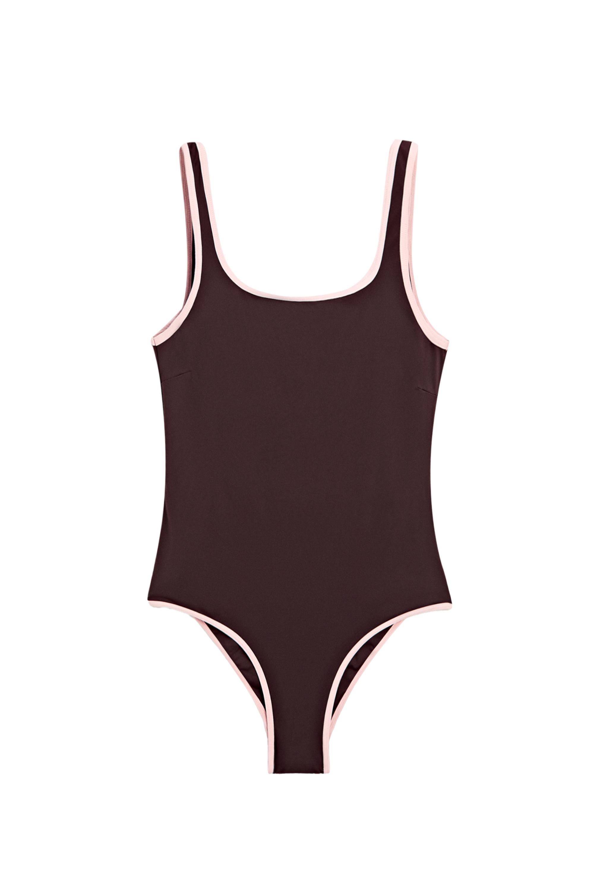 Contrast plain swimsuit