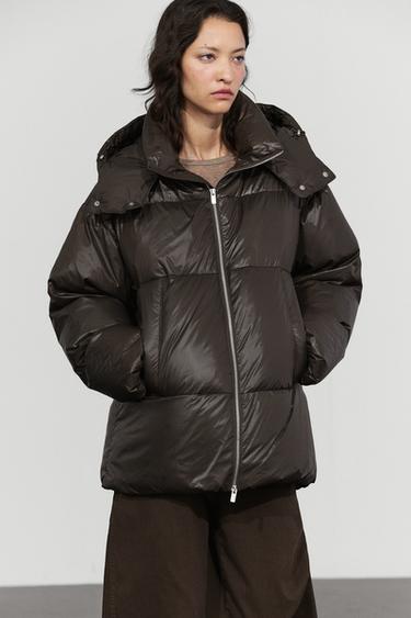 Down jacket with mitten detail — DARK MARL 3