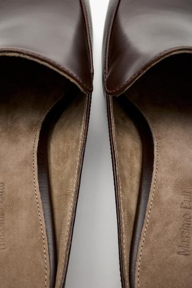 Heeled leather canvas loafer — BROWN 5