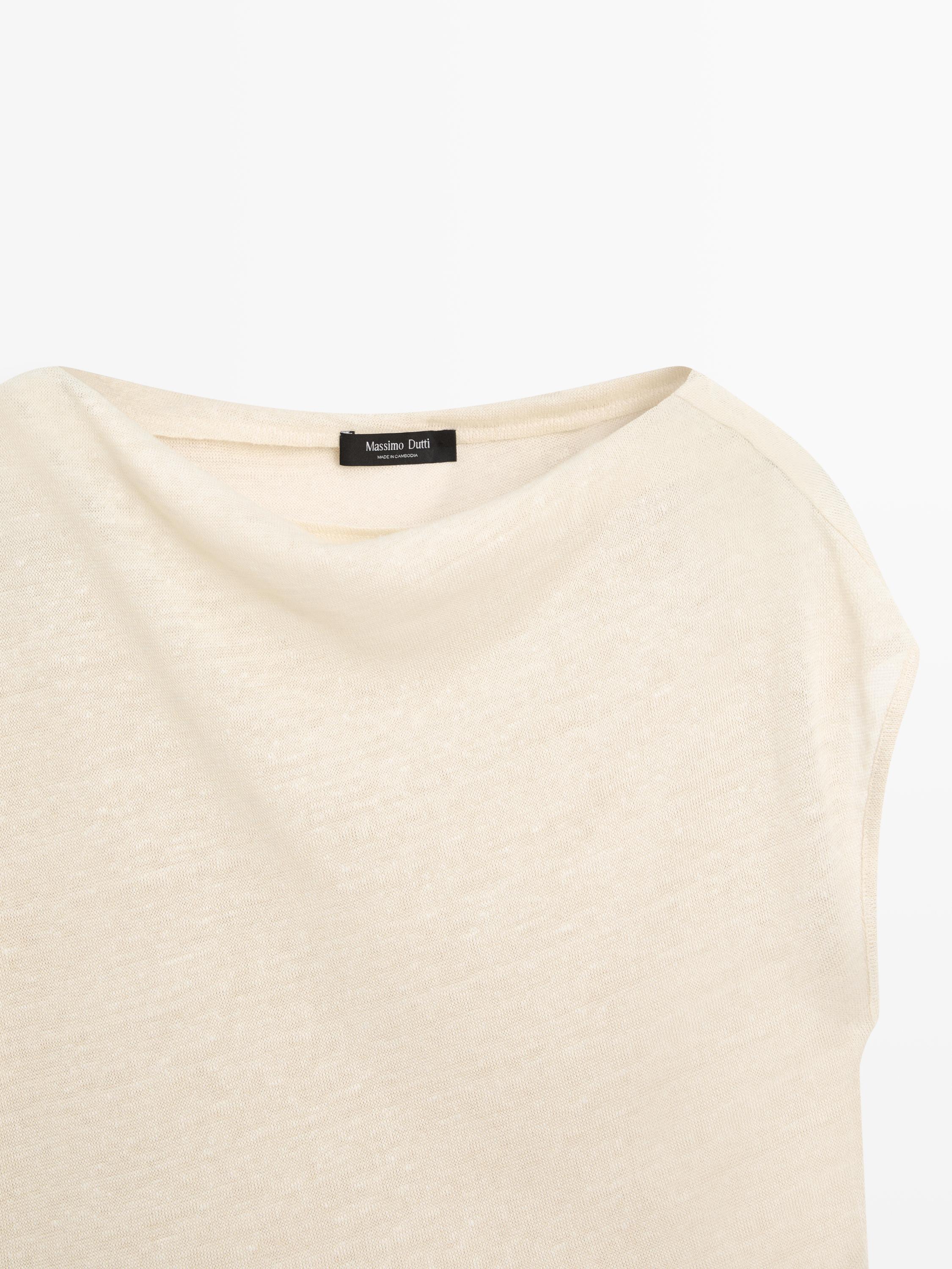 Keten karışımlı kısa asimetrik pelerin