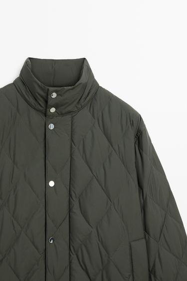 Down jacket with button detail — KHAKI 4