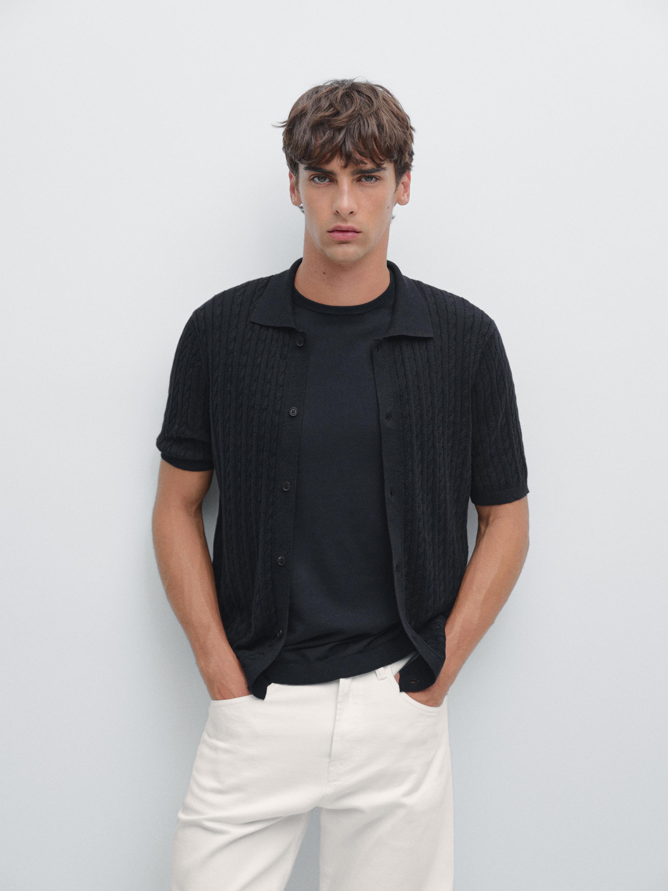 Cable-knit overshirt