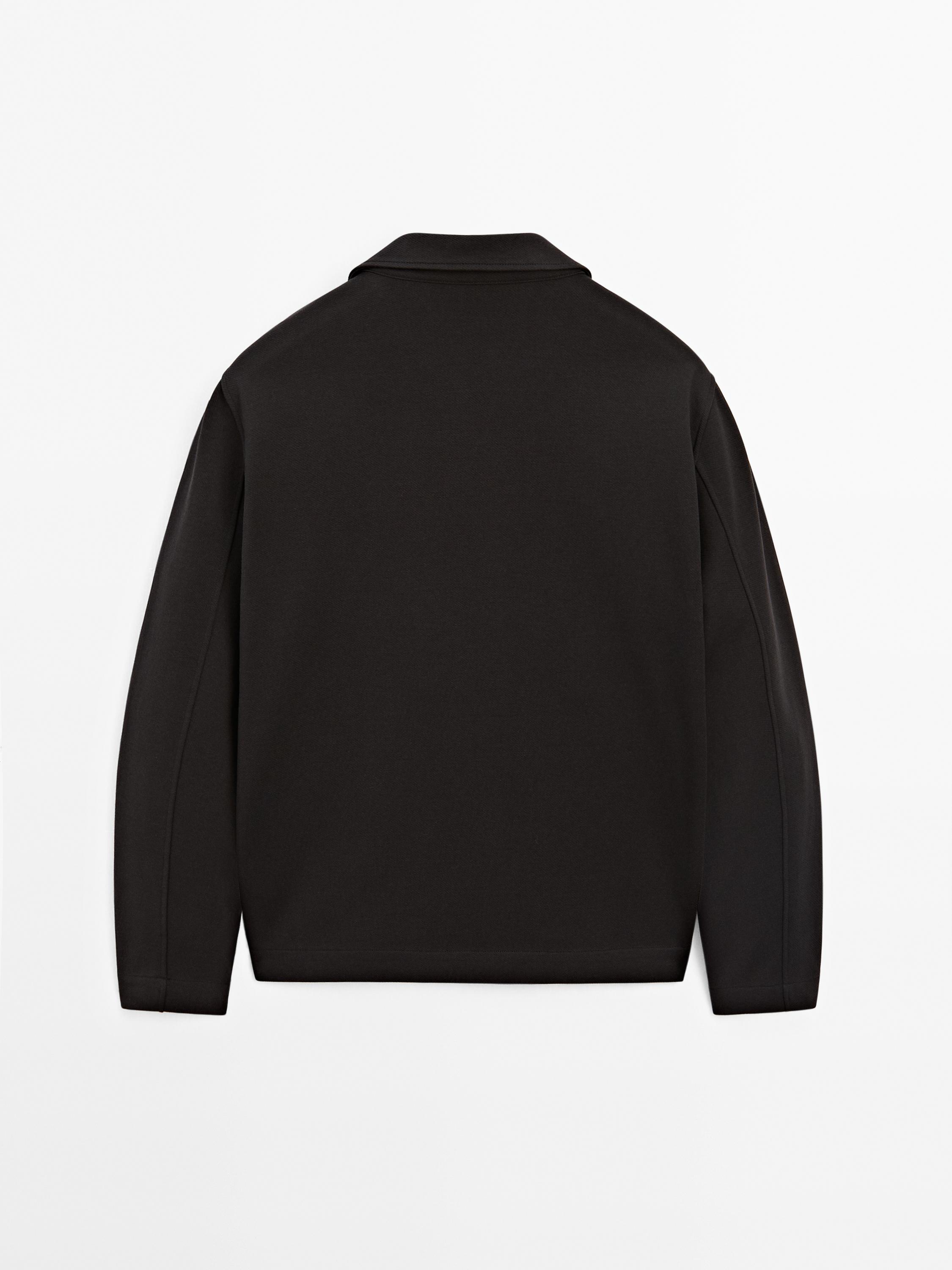 Cotton blend twill overshirt