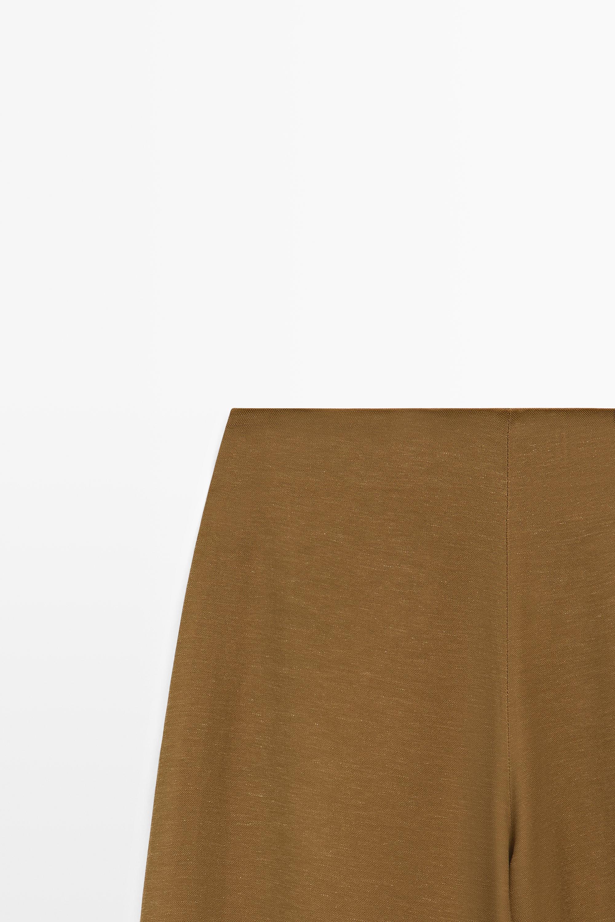 Flowing fabric wide-leg trousers — MOSS GREEN