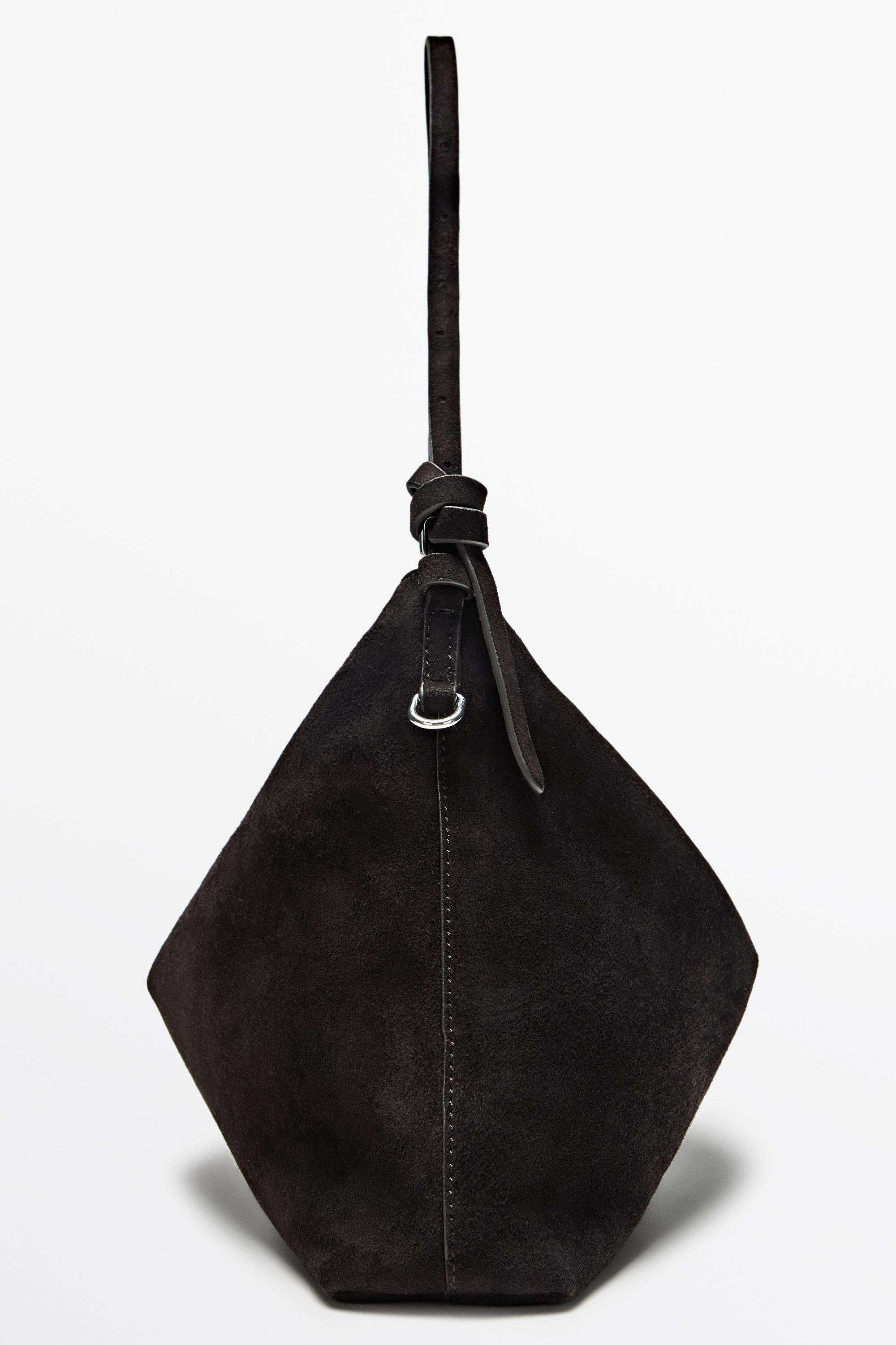 Medium split suede shoulder bag — Chocolate