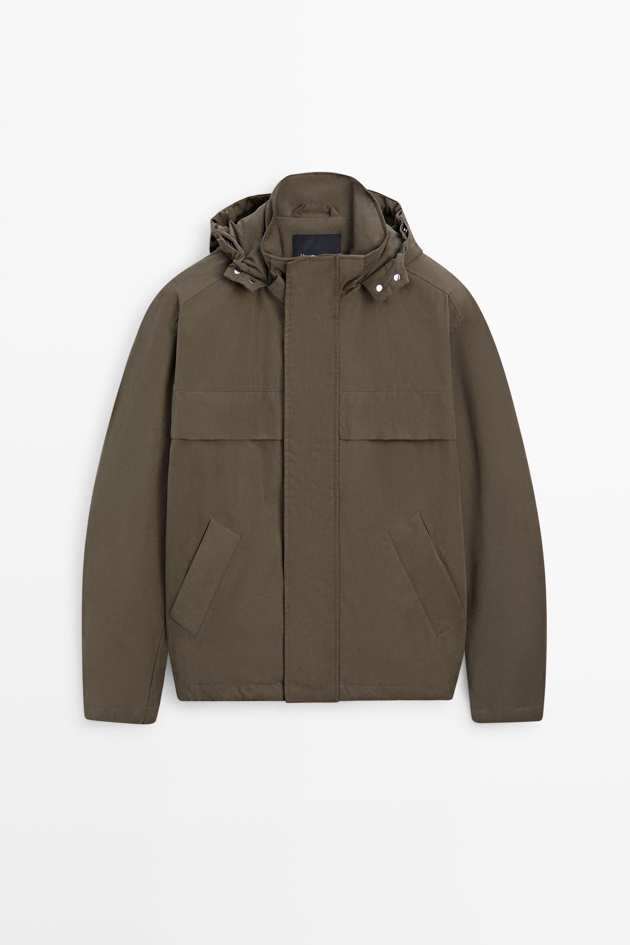 Short quilted hooded parka — KHAKI