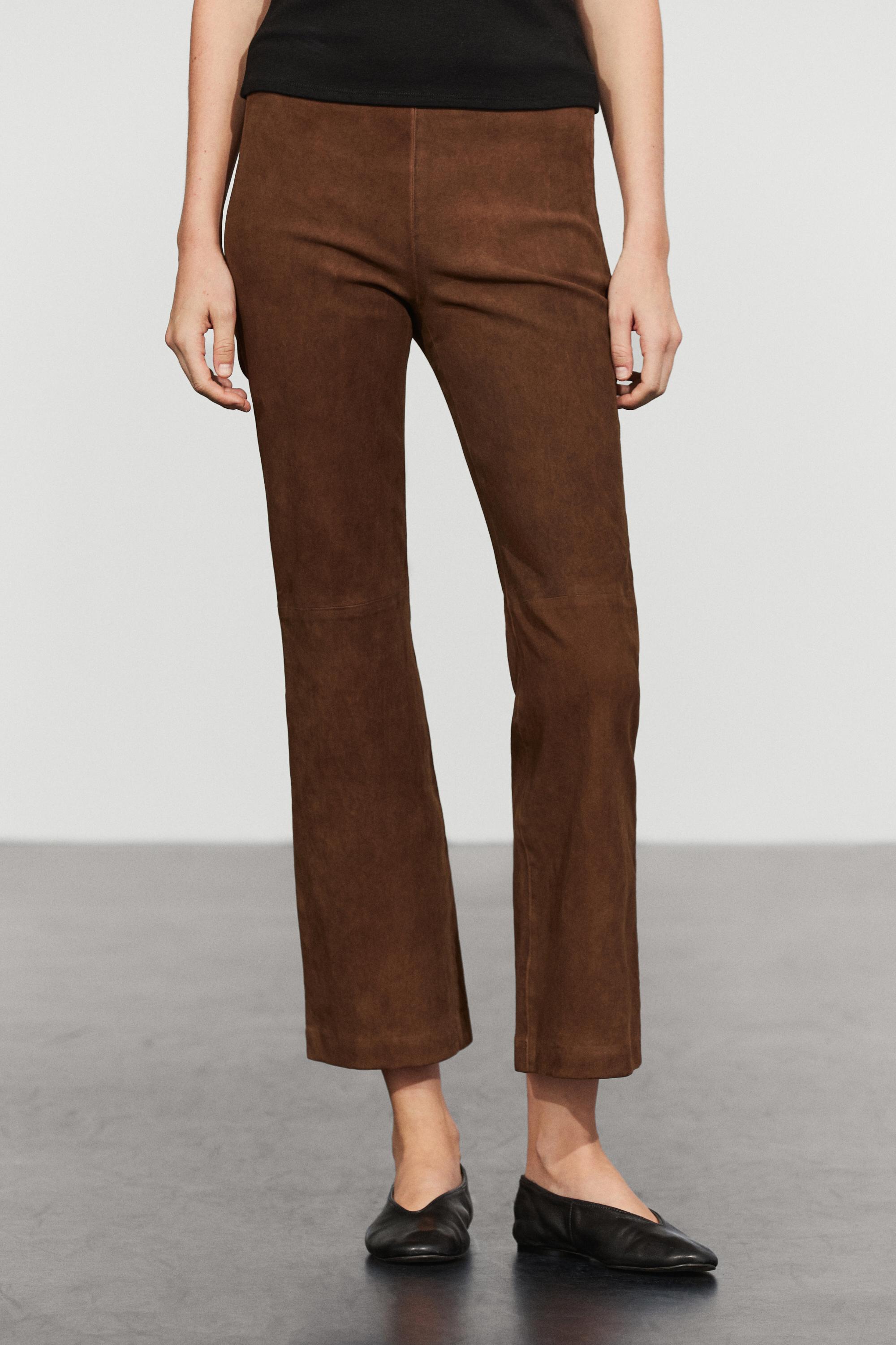 Pantalon legging flare en daim