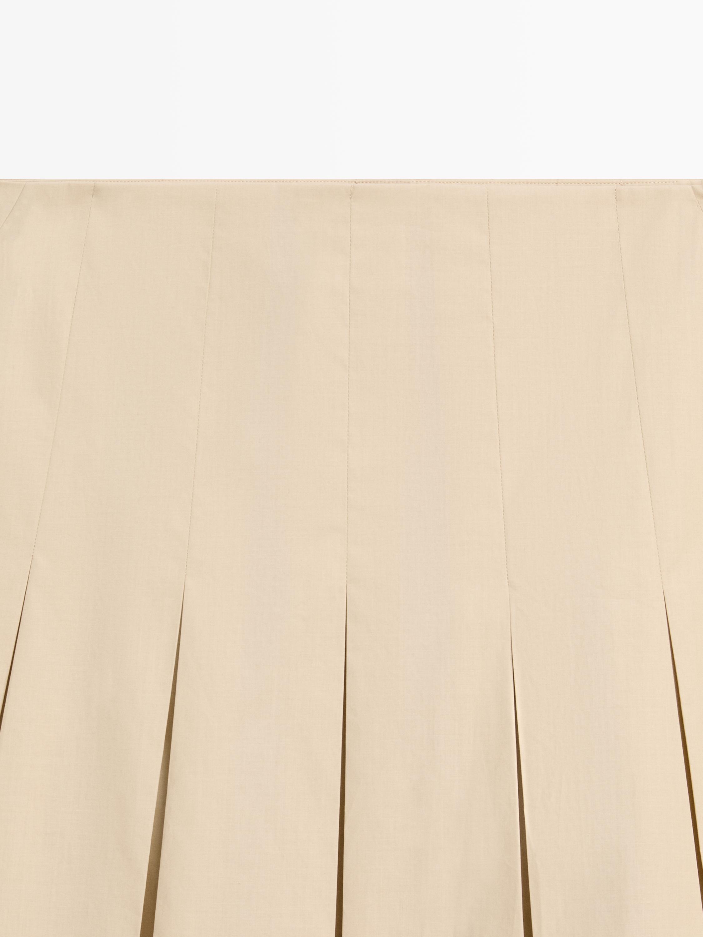 Cotton box pleat midi skirt — SAND
