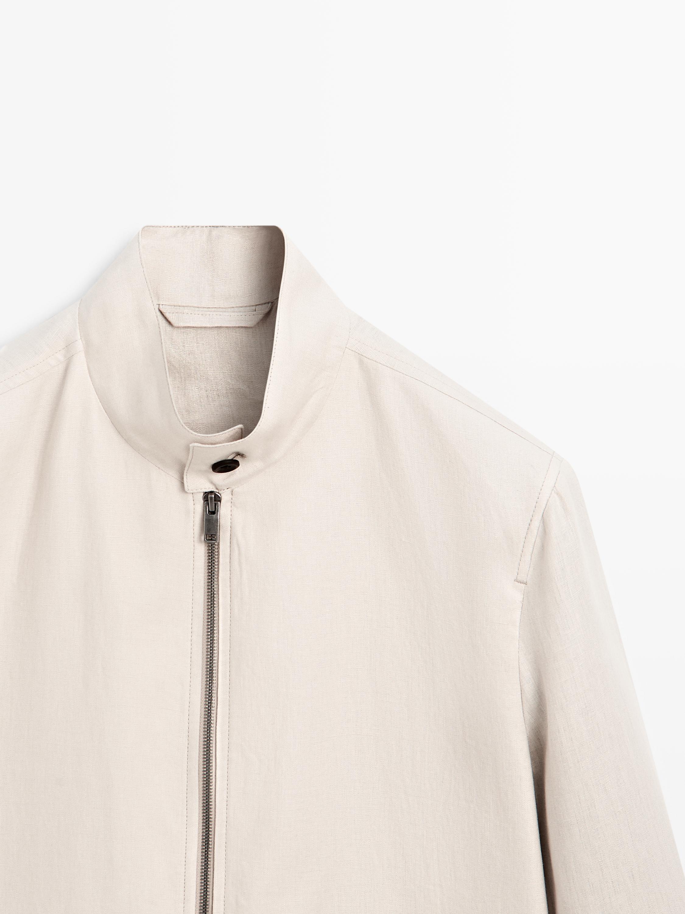 100% linen jacket with pockets — BEIGE