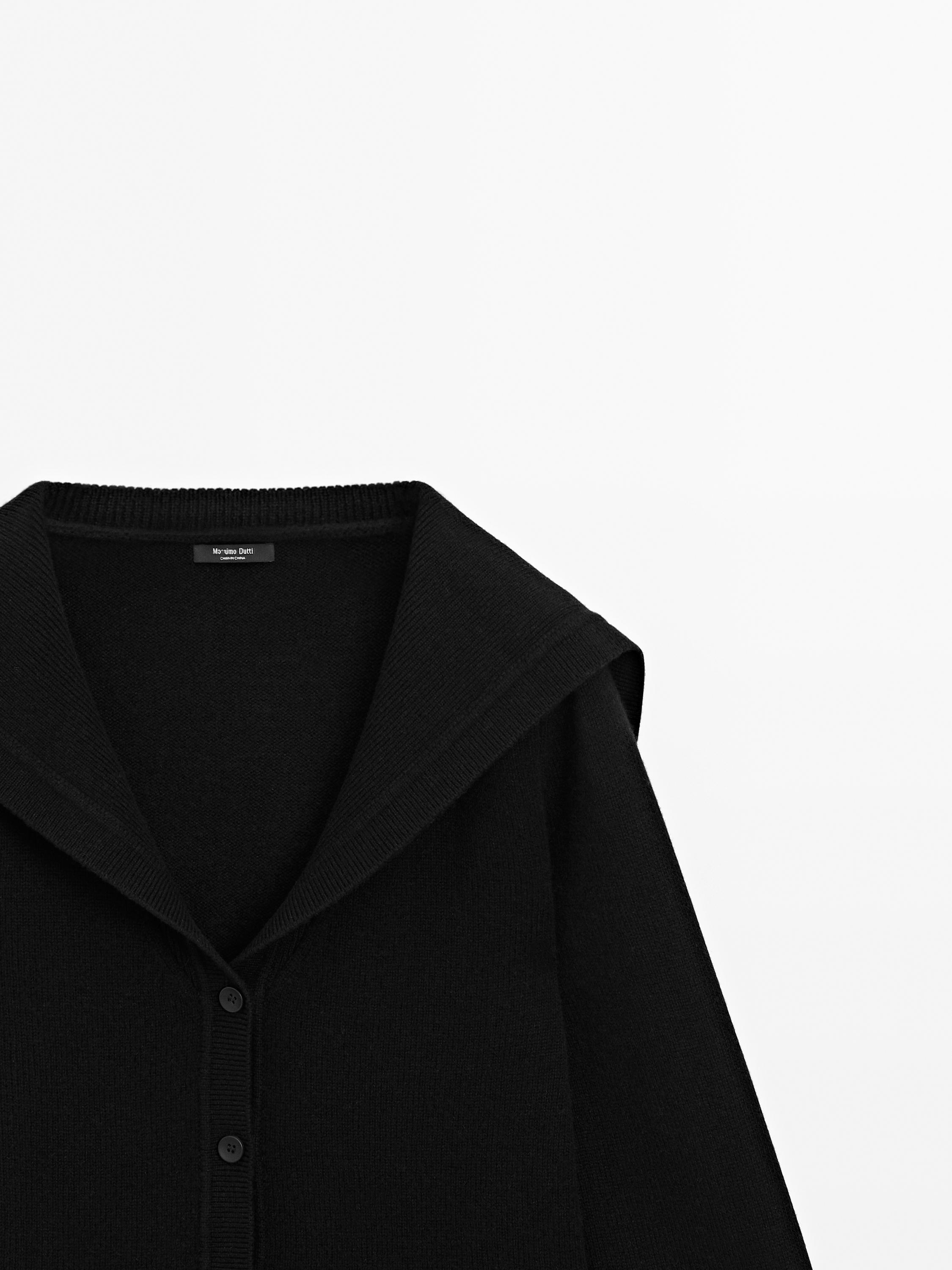 Cárdigan detalle cuello mezcla lana