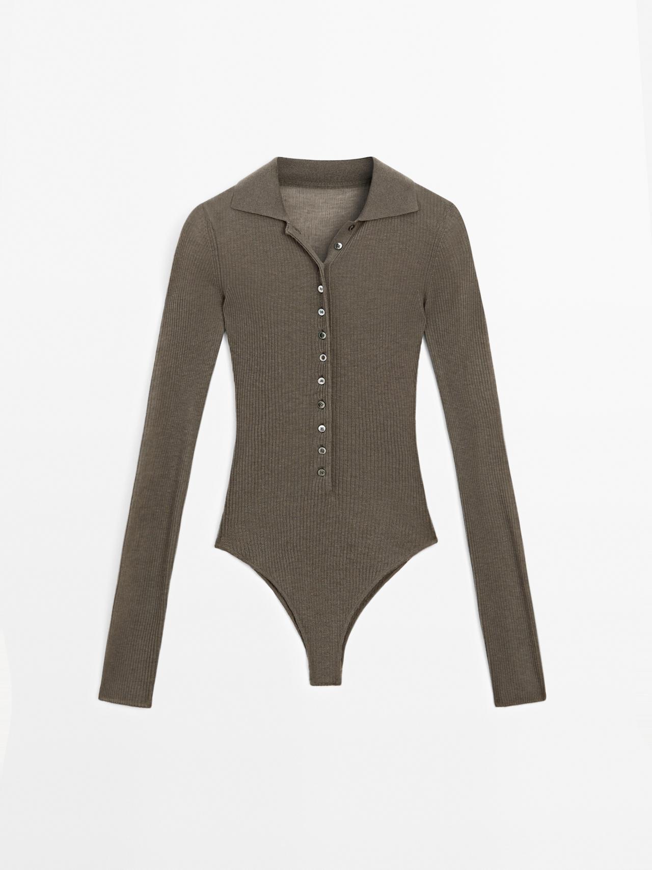 Massimo Dutti - Dame - Body I Ribstrik - Studio - Grøn - M