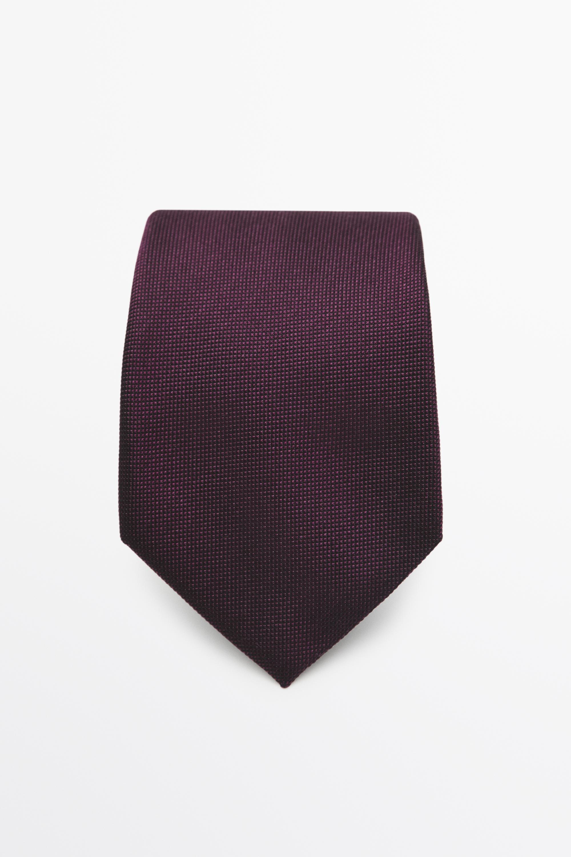 100% silk textured tie — BURGUNDY