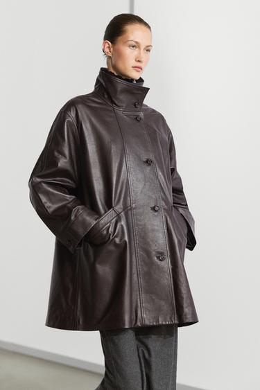 Nappa leather jacket with pocket detail — BROWN 3