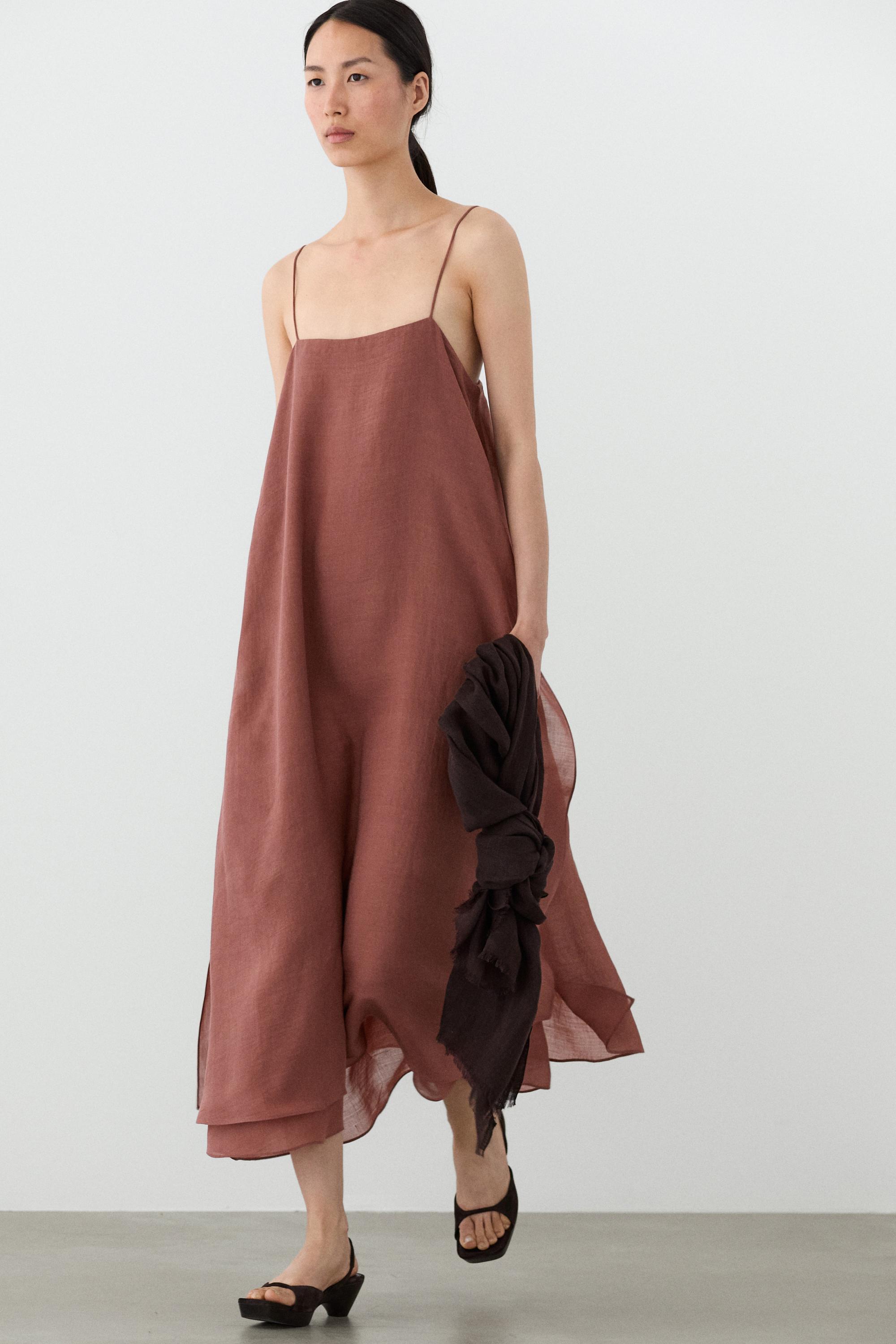 Flowing double-layer midi dress