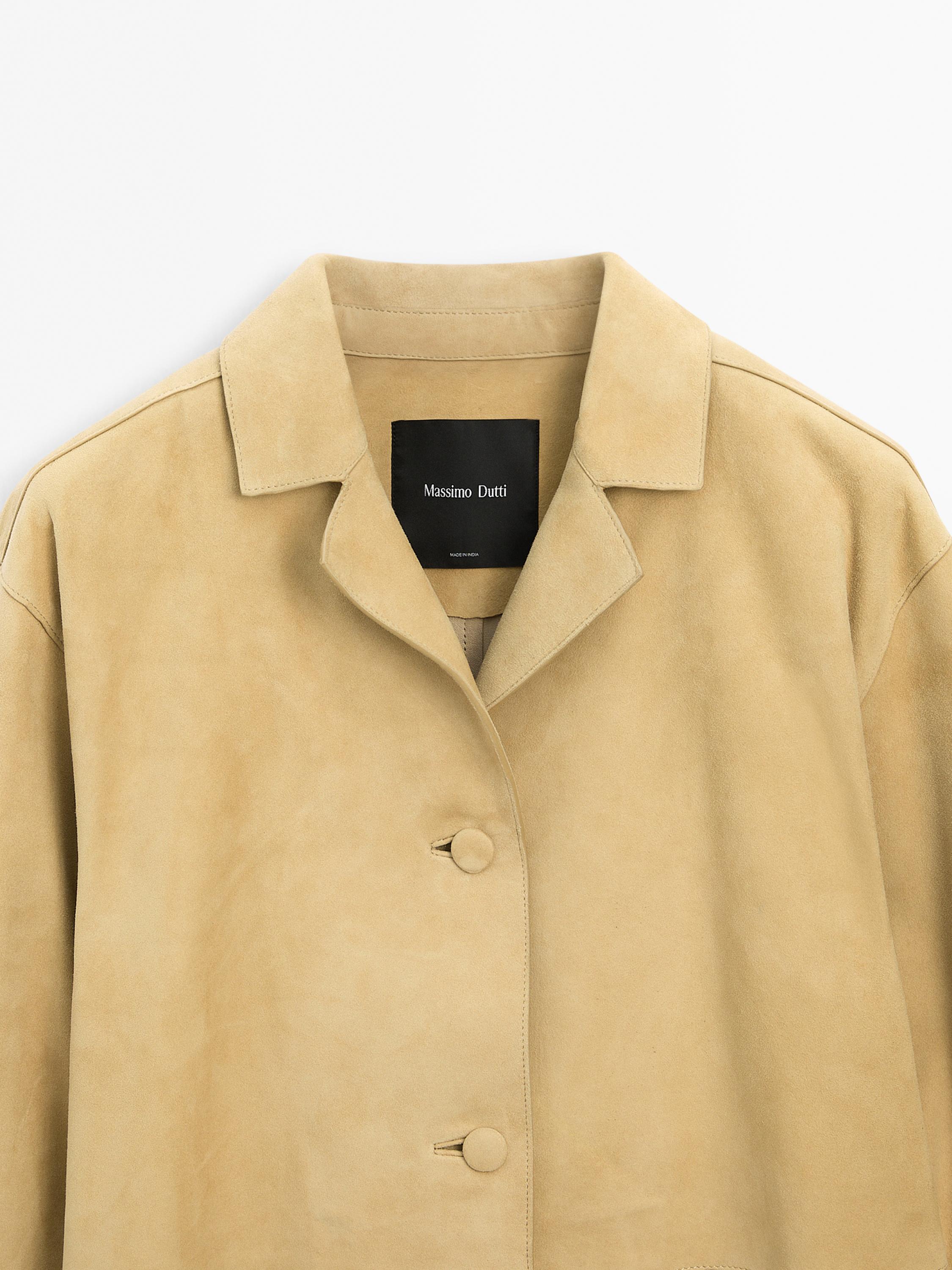 Long suede leather coat
