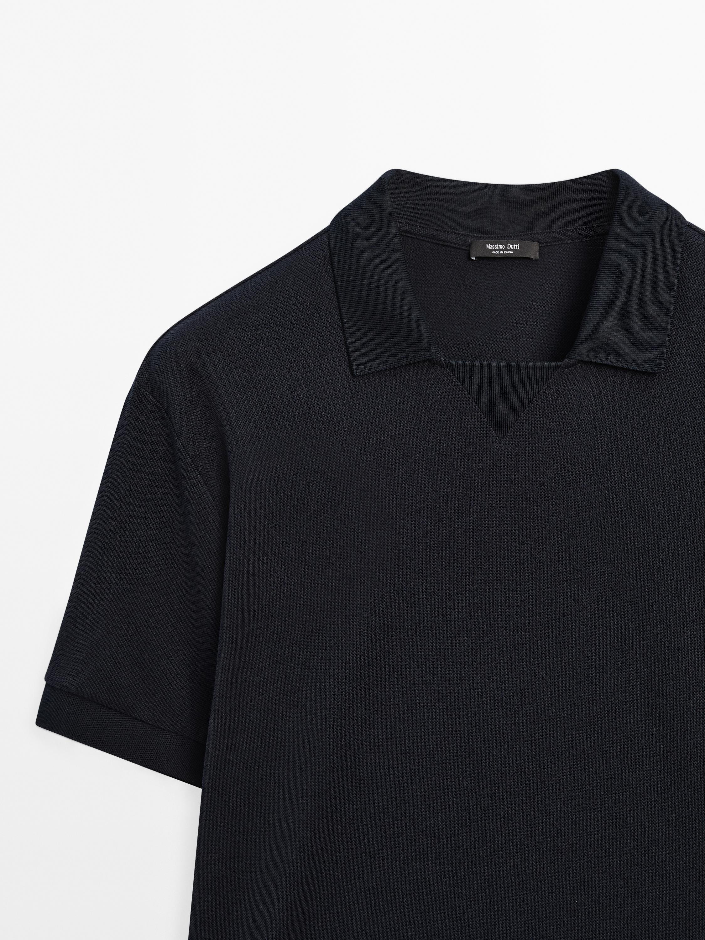 Poloshirt mit kurzen Ärmeln und Mikrostrukturmuster