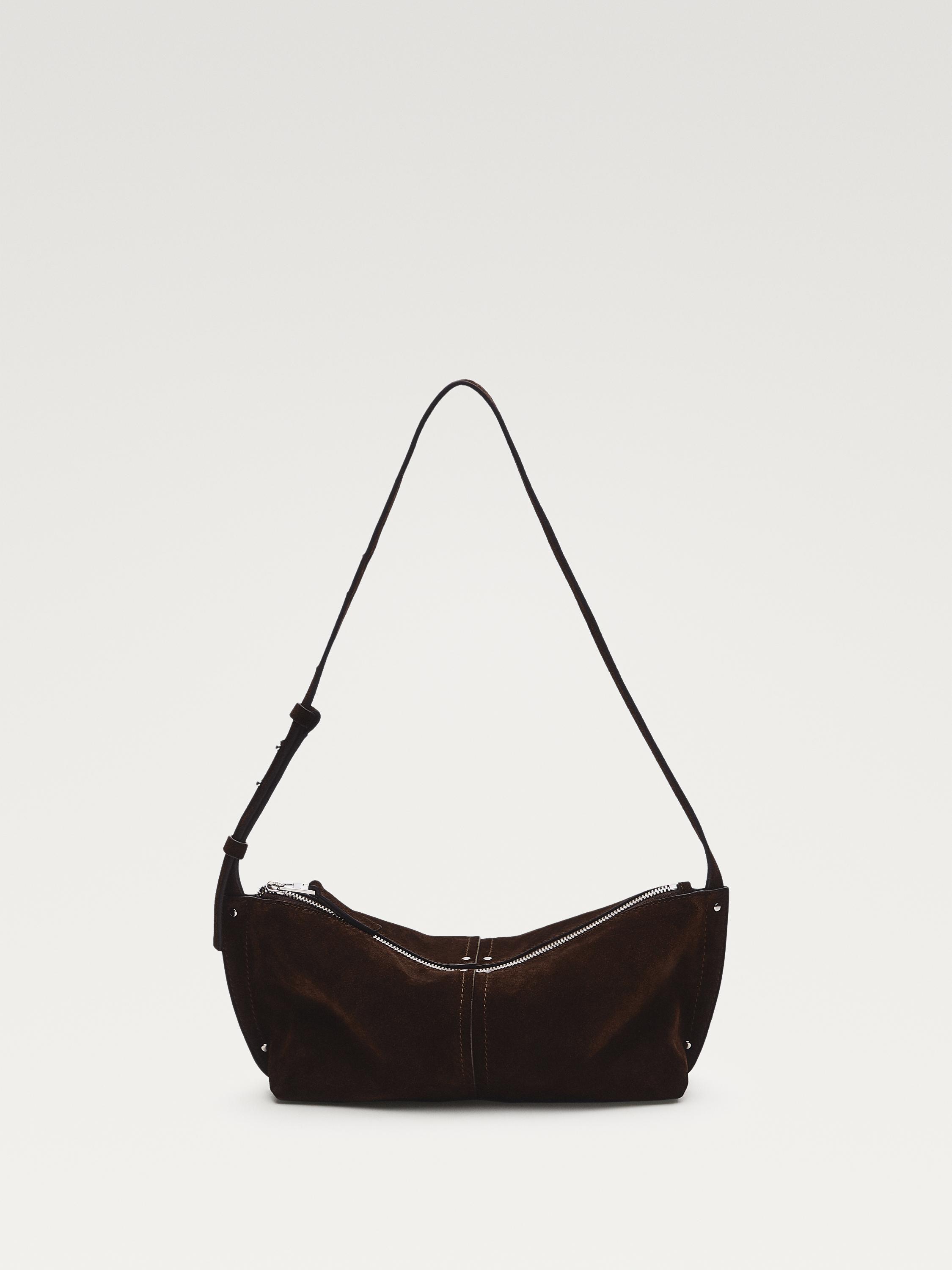 Split suede shoulder bag